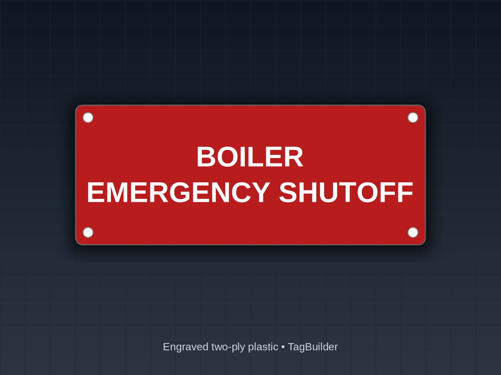 Boiler Room Labeling: Boilers, Burners, Pumps, Valves, Expansion Tanks and the Emergency Shutoff Sign