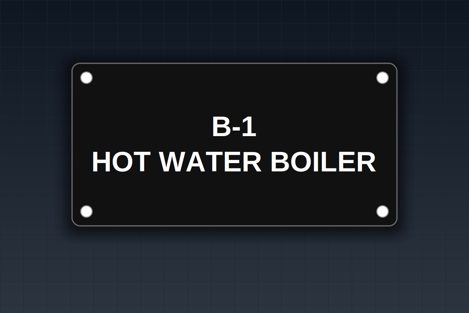 Boiler Room Labeling: Boilers, Burners, Pumps, Valves, Expansion Tanks and the Emergency Shutoff Sign