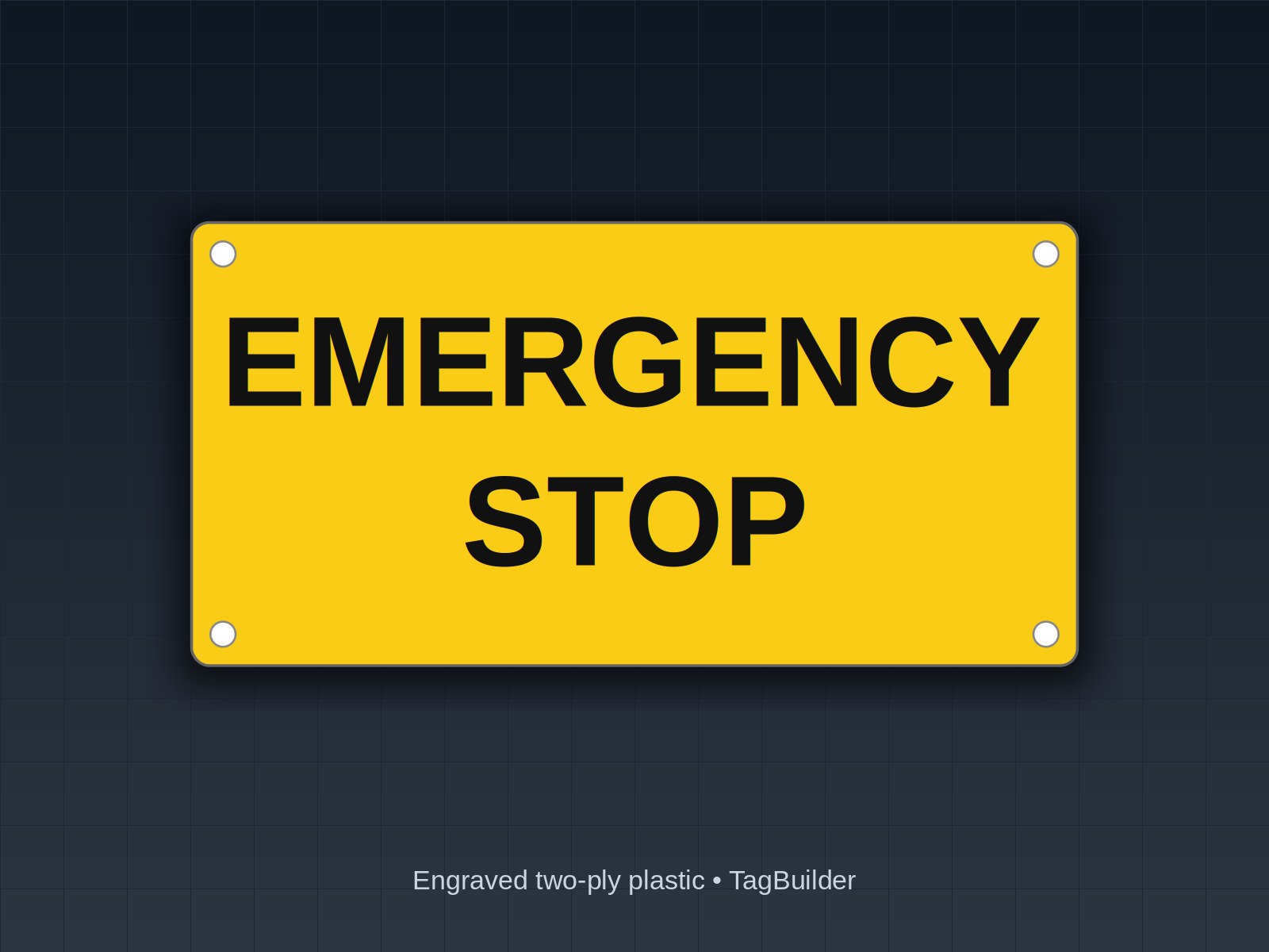 E-Stop Legend Plates: NFPA 79 and ISO 13850 Red/Yellow Wording, Sizes and Mounting