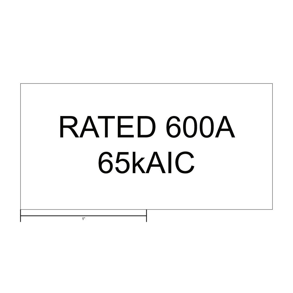 600 Amp 65kAIC Breaker Rating Label thumbnail