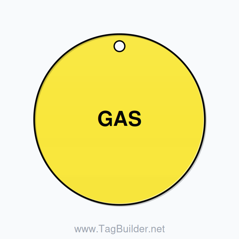 1.5 inch Circle Valve Tag – GAS, Plastic, Black On Yellow