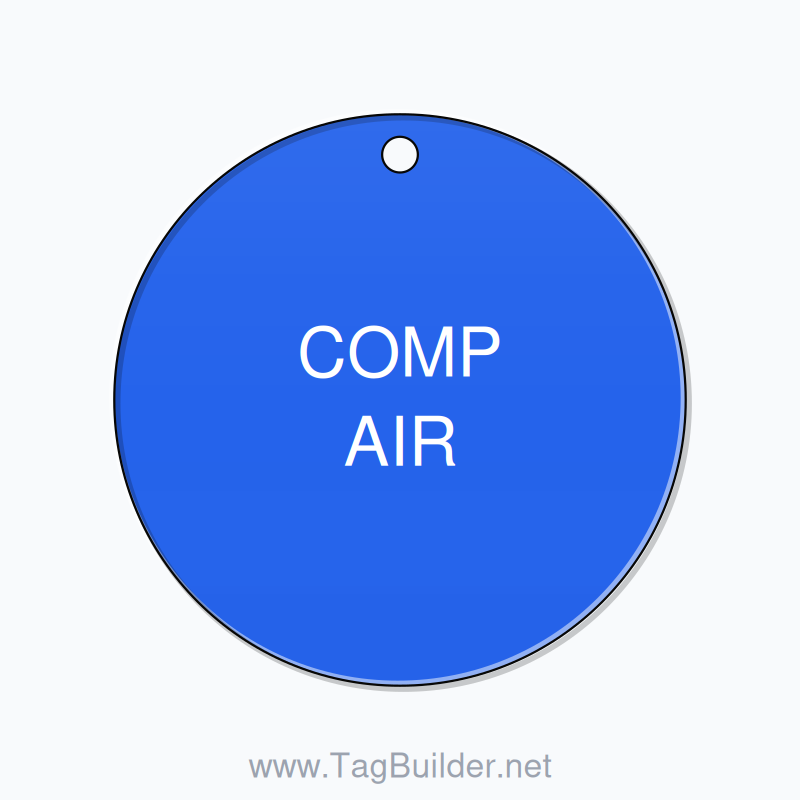2 inch Circle Valve Tag – COMP AIR, Plastic, White on Blue