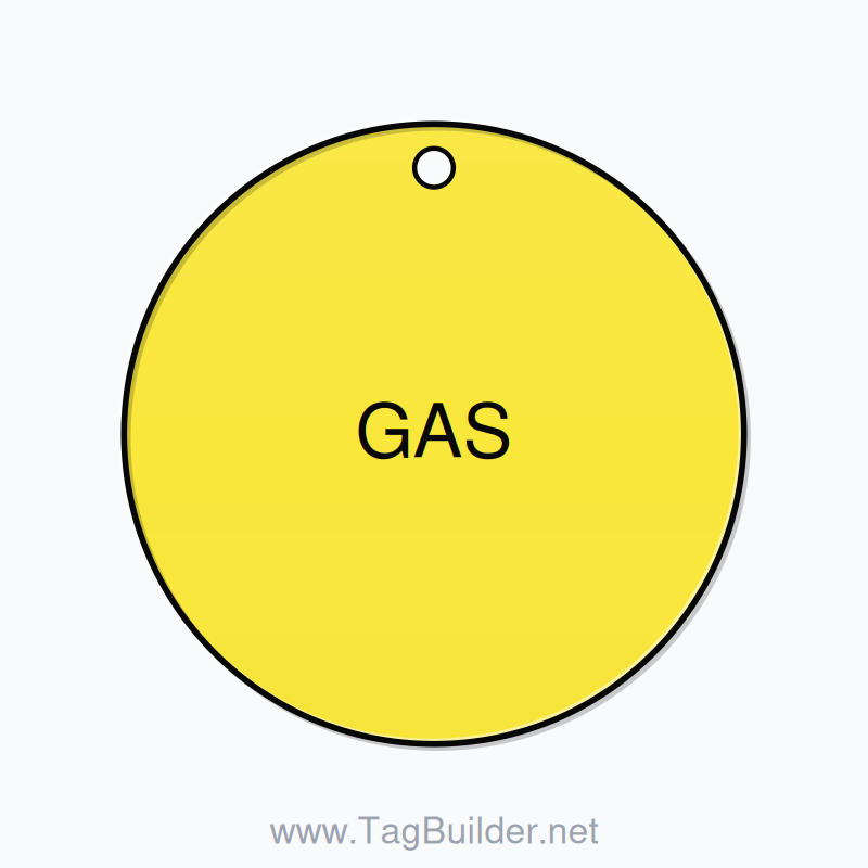 2 inch Circle Valve Tag – GAS, Plastic, Black on Yellow