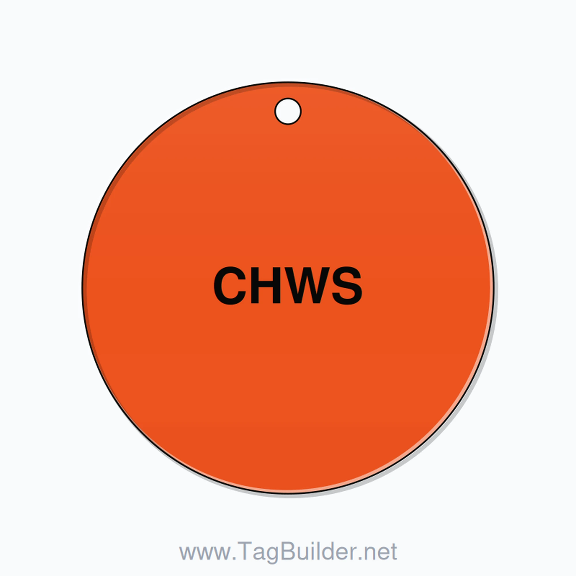1.5 inch Circle Valve Tag – CHWS, Plastic, Black On Orange