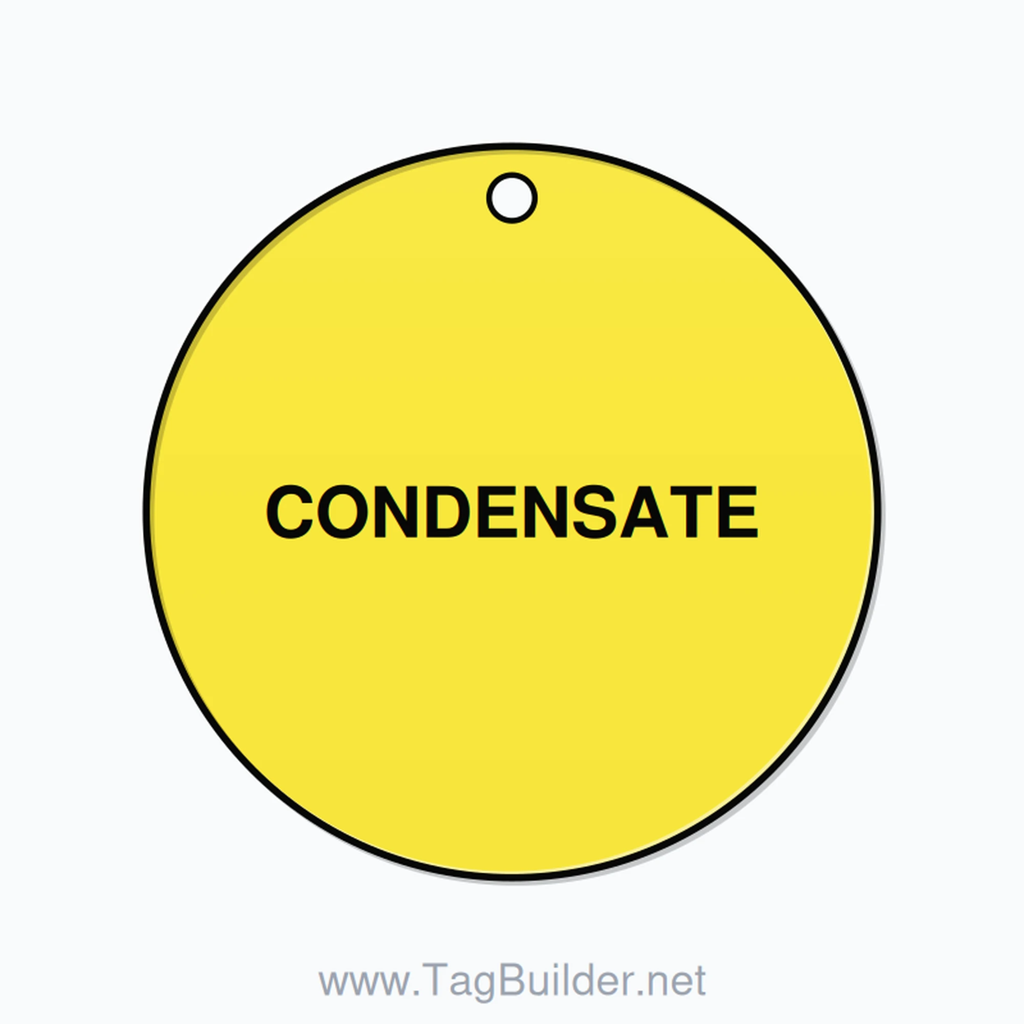 1.5 inch Circle Valve Tag – CONDENSATE, Plastic, Black On Yellow