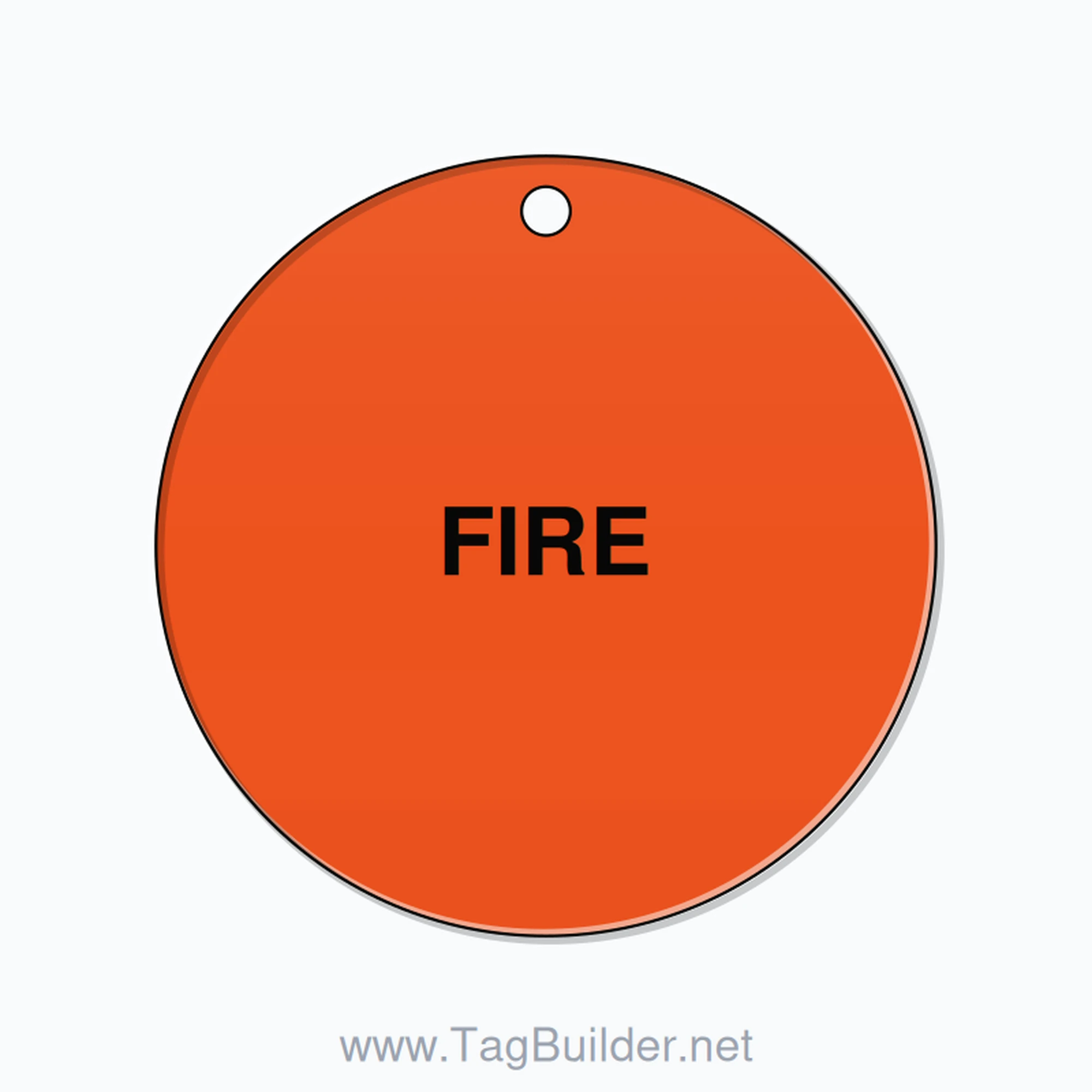 1.5 inch Circle Valve Tag – FIRE, Plastic, Black On Orange
