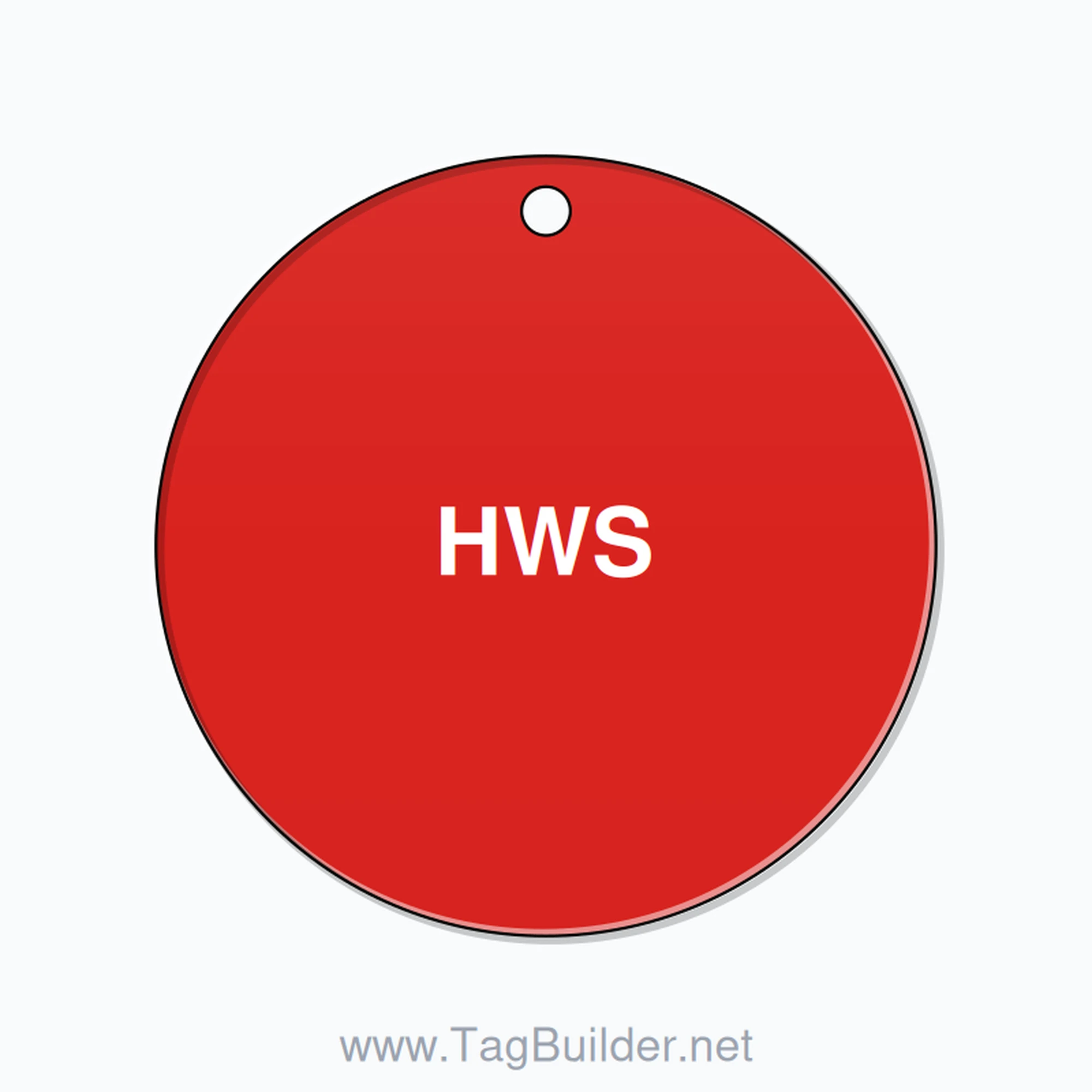 1.5 inch Circle Valve Tag – HWS, Plastic, White On Red