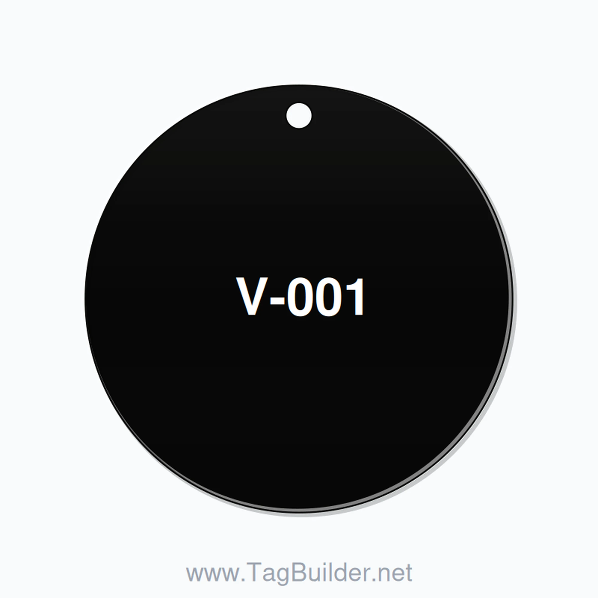 1.5 inch Circle Valve Tag – V-001, Plastic, White On Black