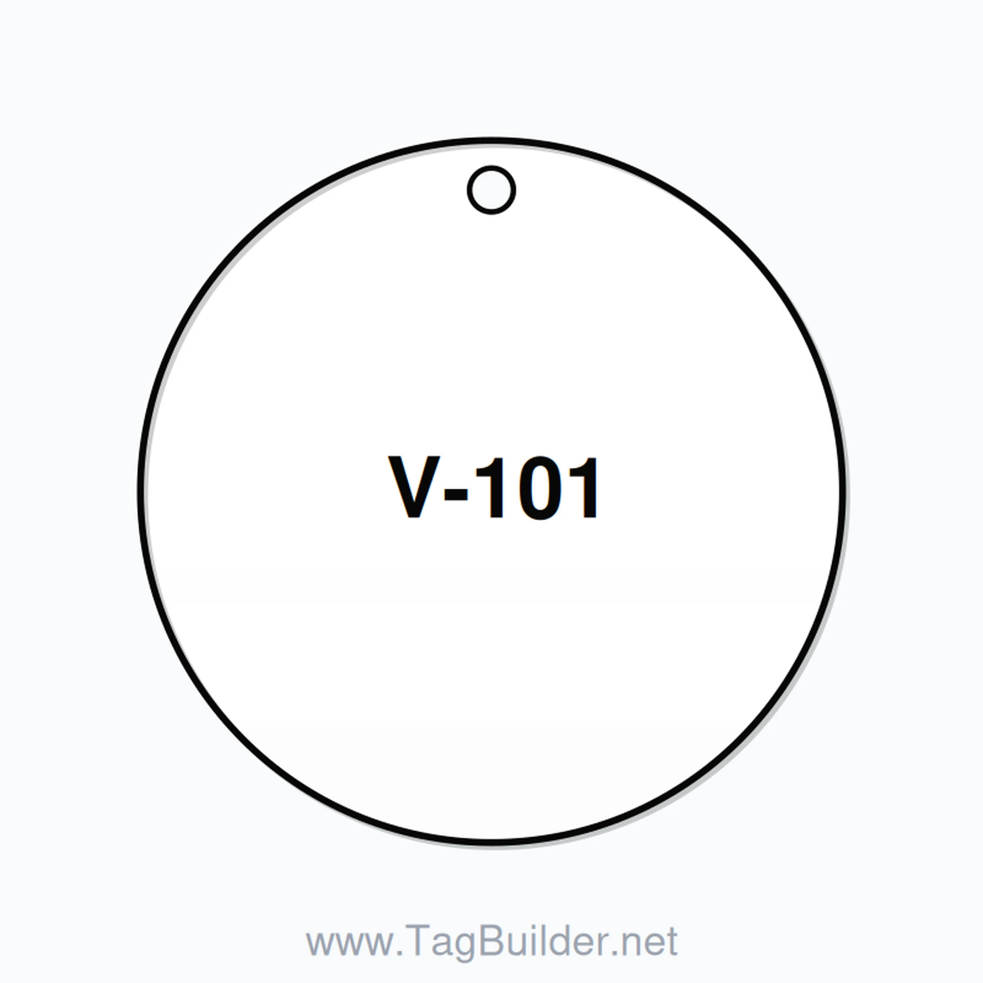 1.5 inch Circle Valve Tag – V-101, Plastic, Black On White