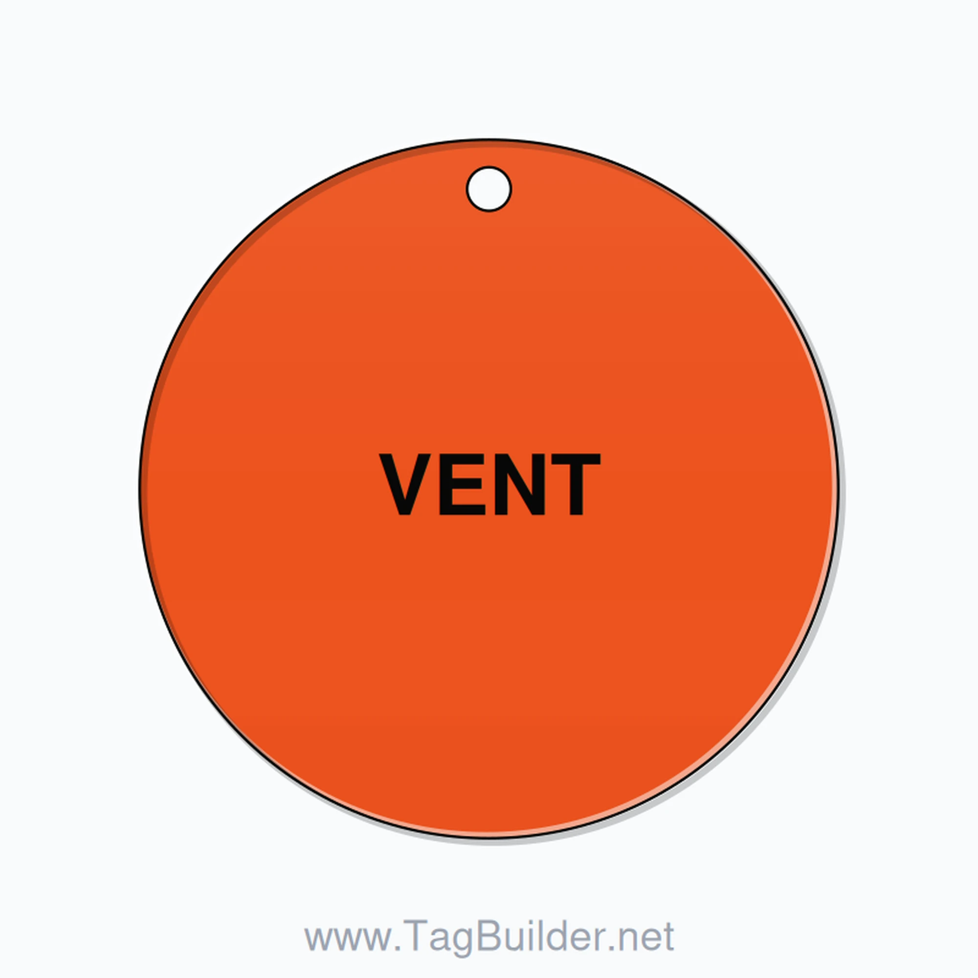 1.5 inch Circle Valve Tag – VENT, Plastic, Black On Orange