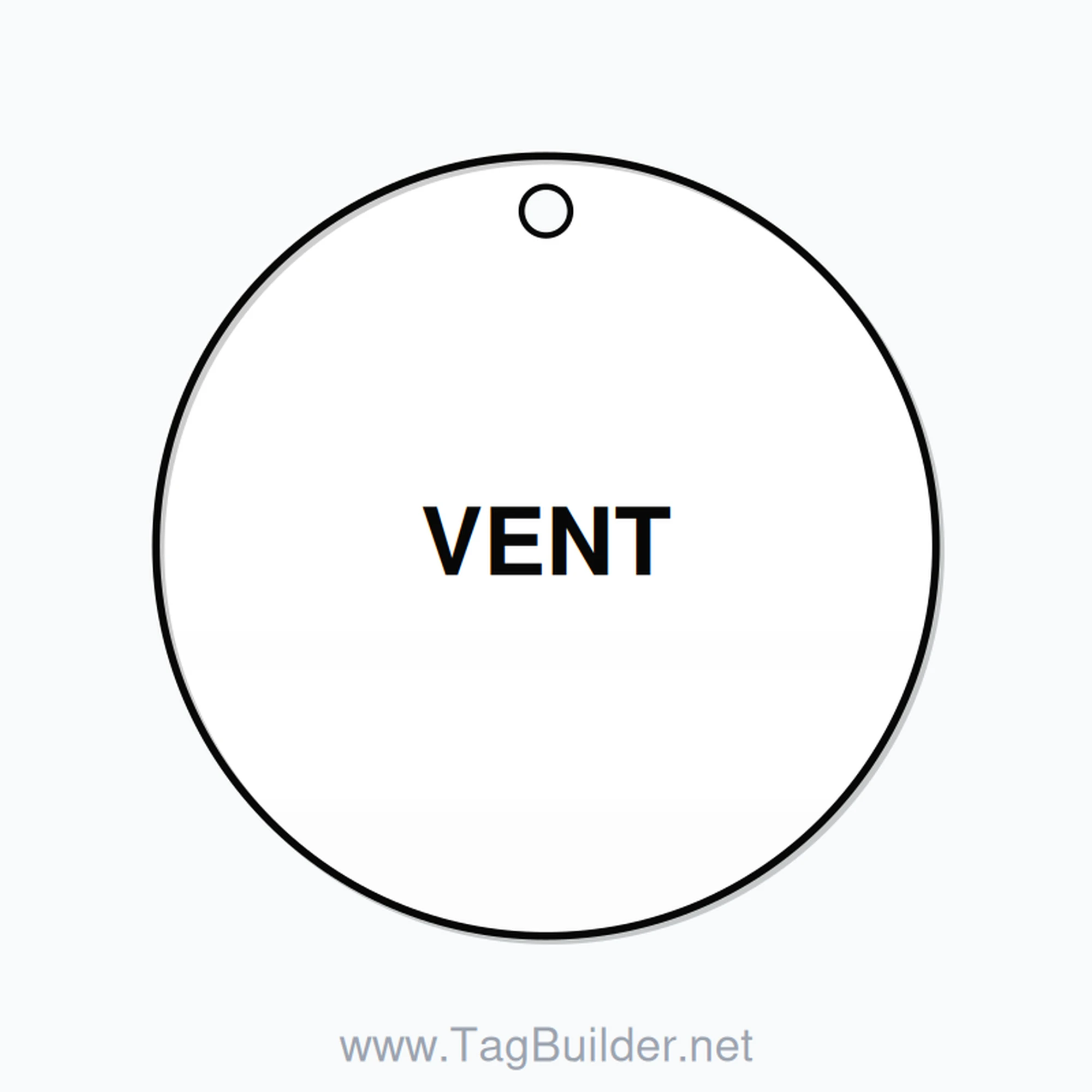 1.5 inch Circle Valve Tag – VENT, Plastic, Black On White