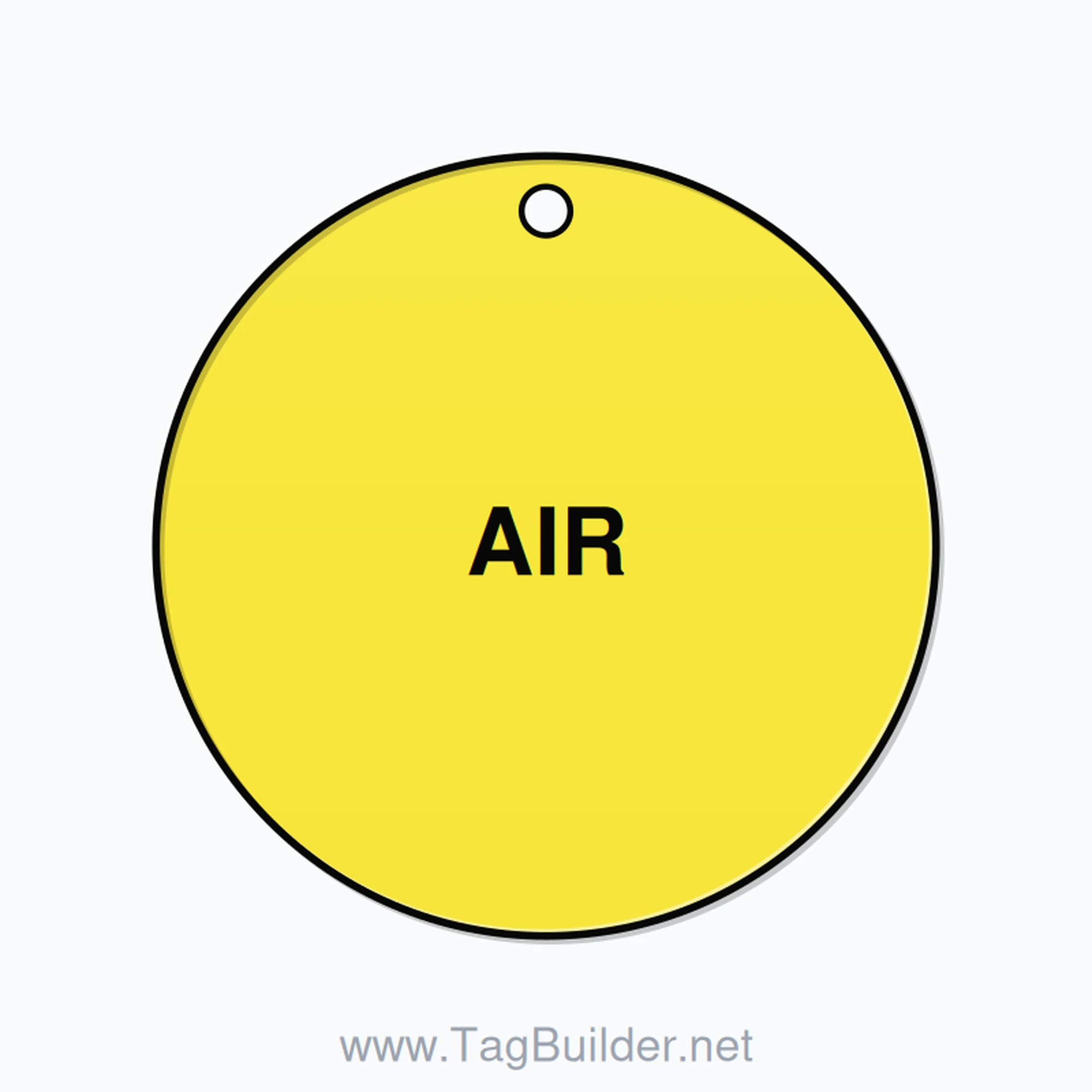 2.5 inch Circle Valve Tag – AIR, Plastic, Black On Yellow