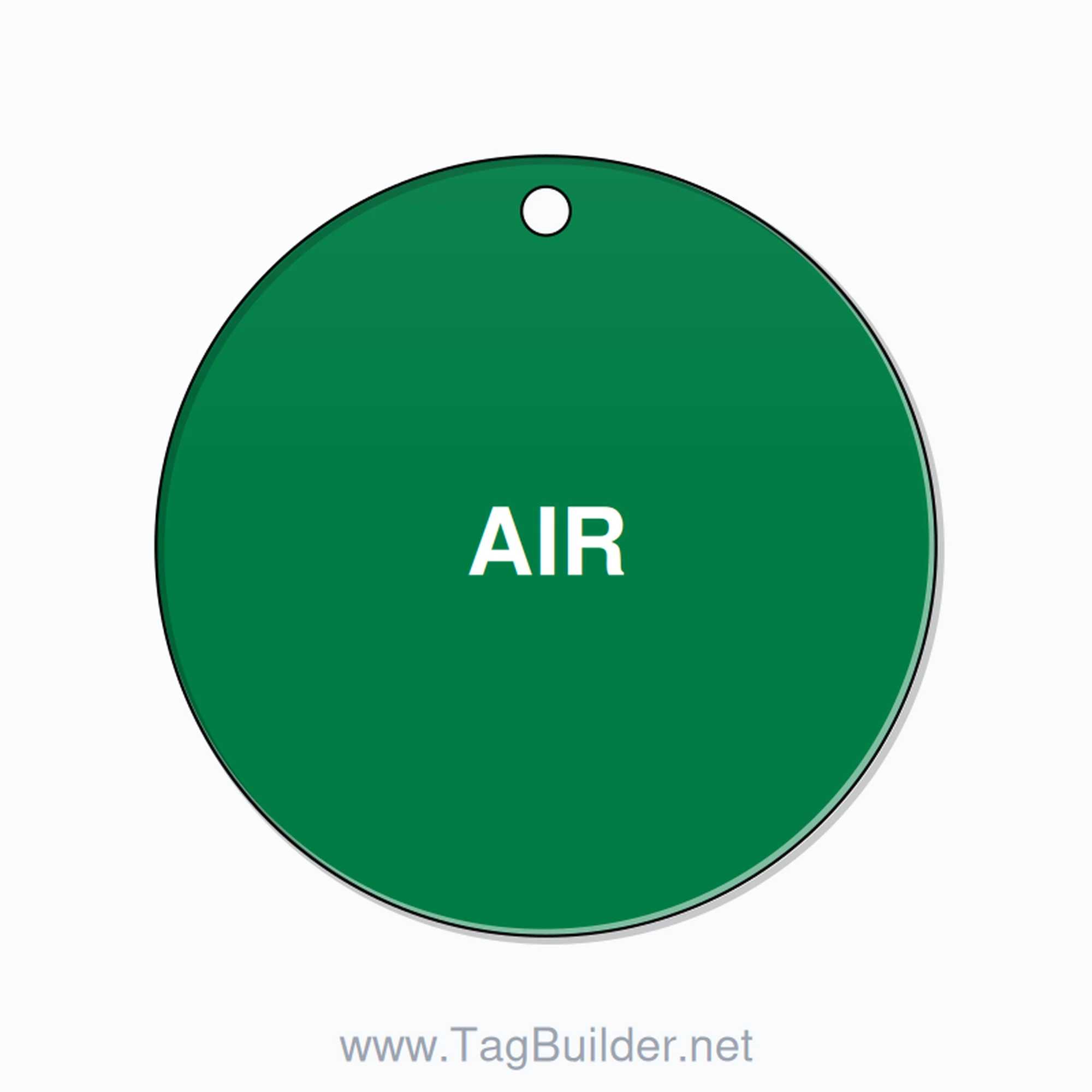 2.5 inch Circle Valve Tag – AIR, Plastic, White On Green
