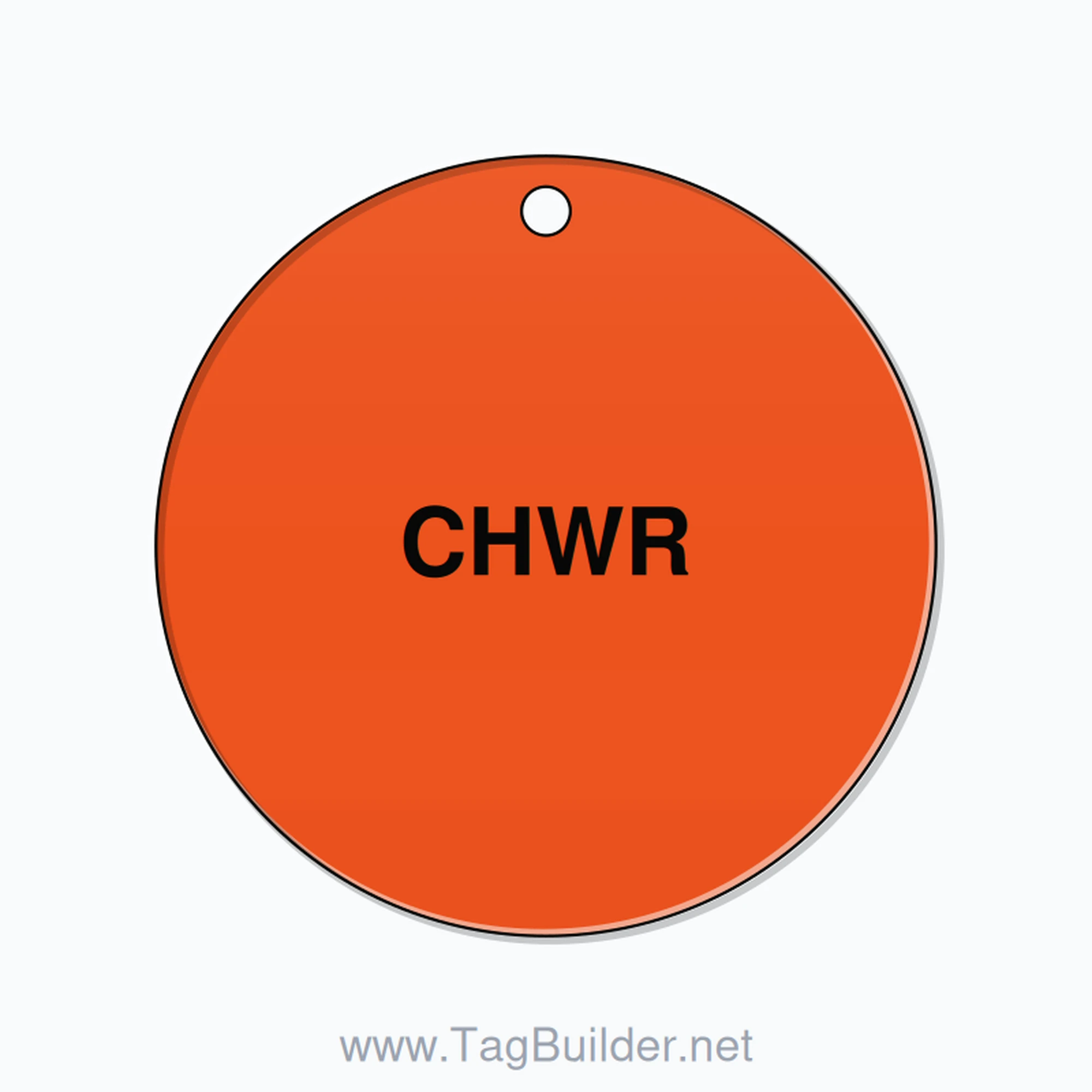 2.5 inch Circle Valve Tag – CHWR, Plastic, Black On Orange