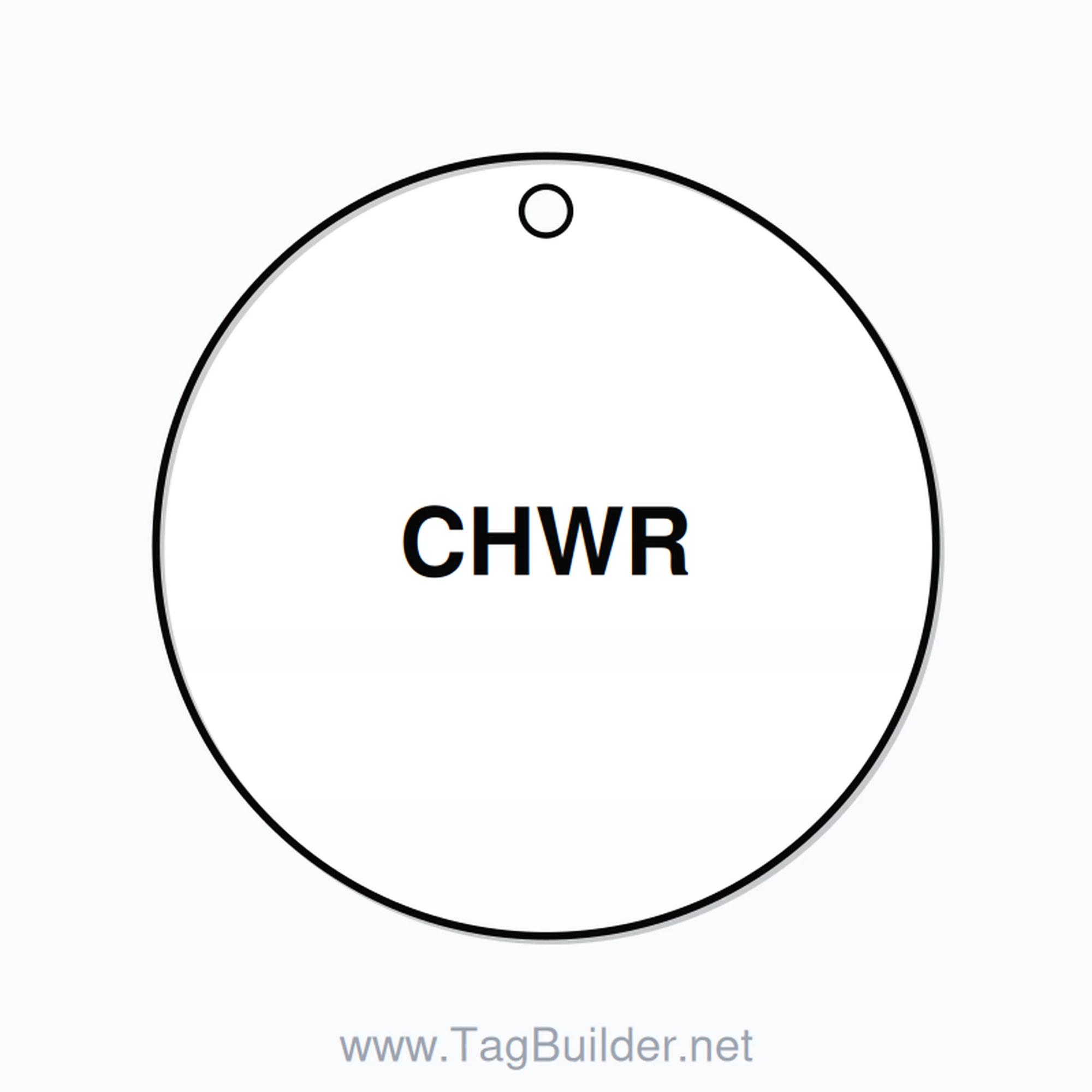 2.5 inch Circle Valve Tag – CHWR, Plastic, Black On White