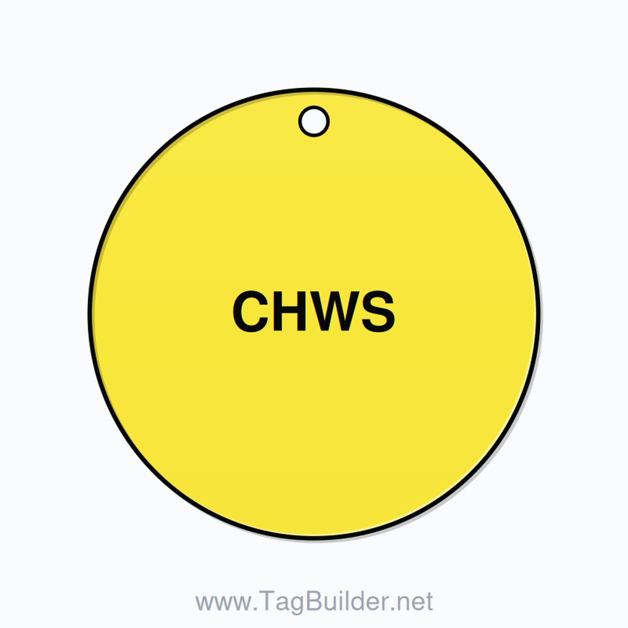 2.5 inch Circle Valve Tag – CHWS, Plastic, Black On Yellow