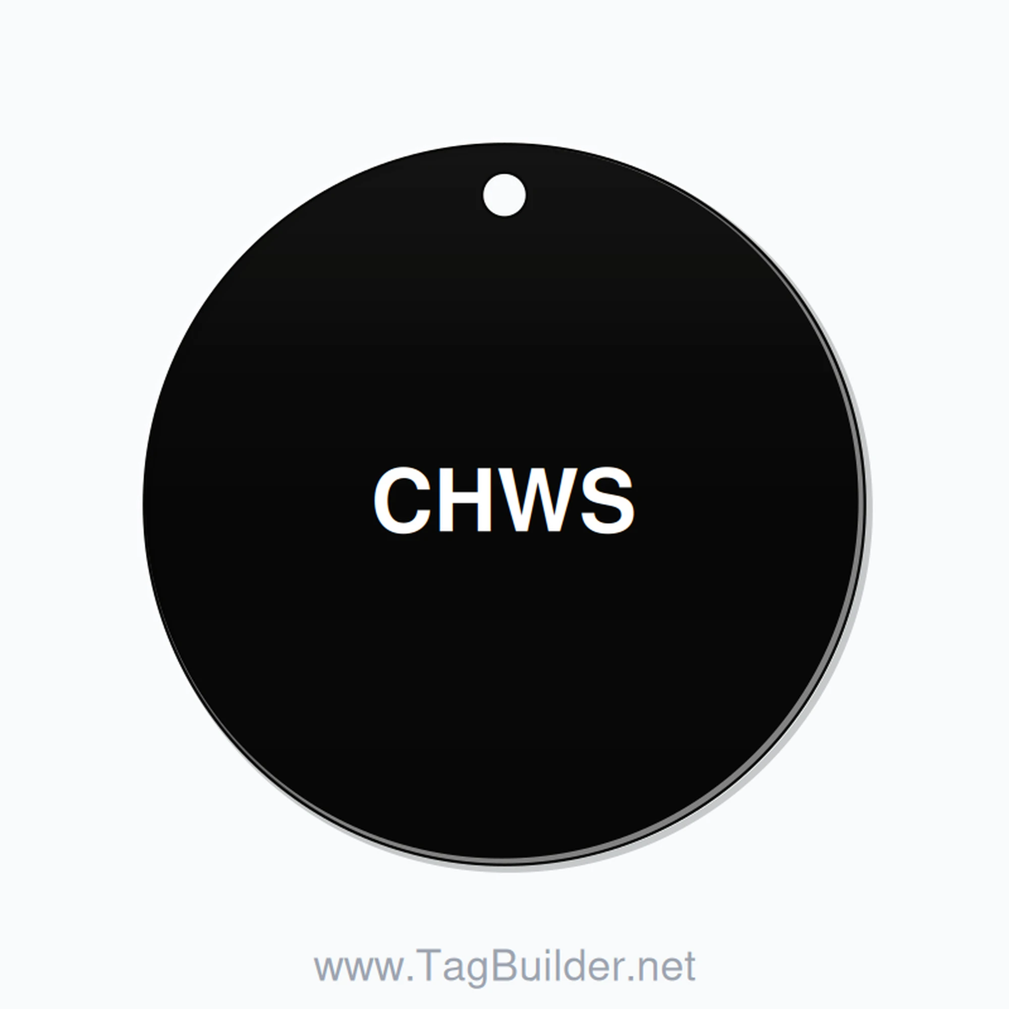 2.5 inch Circle Valve Tag – CHWS, Plastic, White On Black