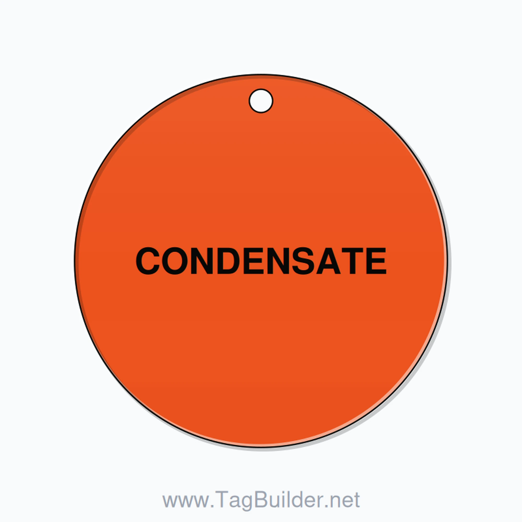 2.5 inch Circle Valve Tag – CONDENSATE, Plastic, Black On Orange