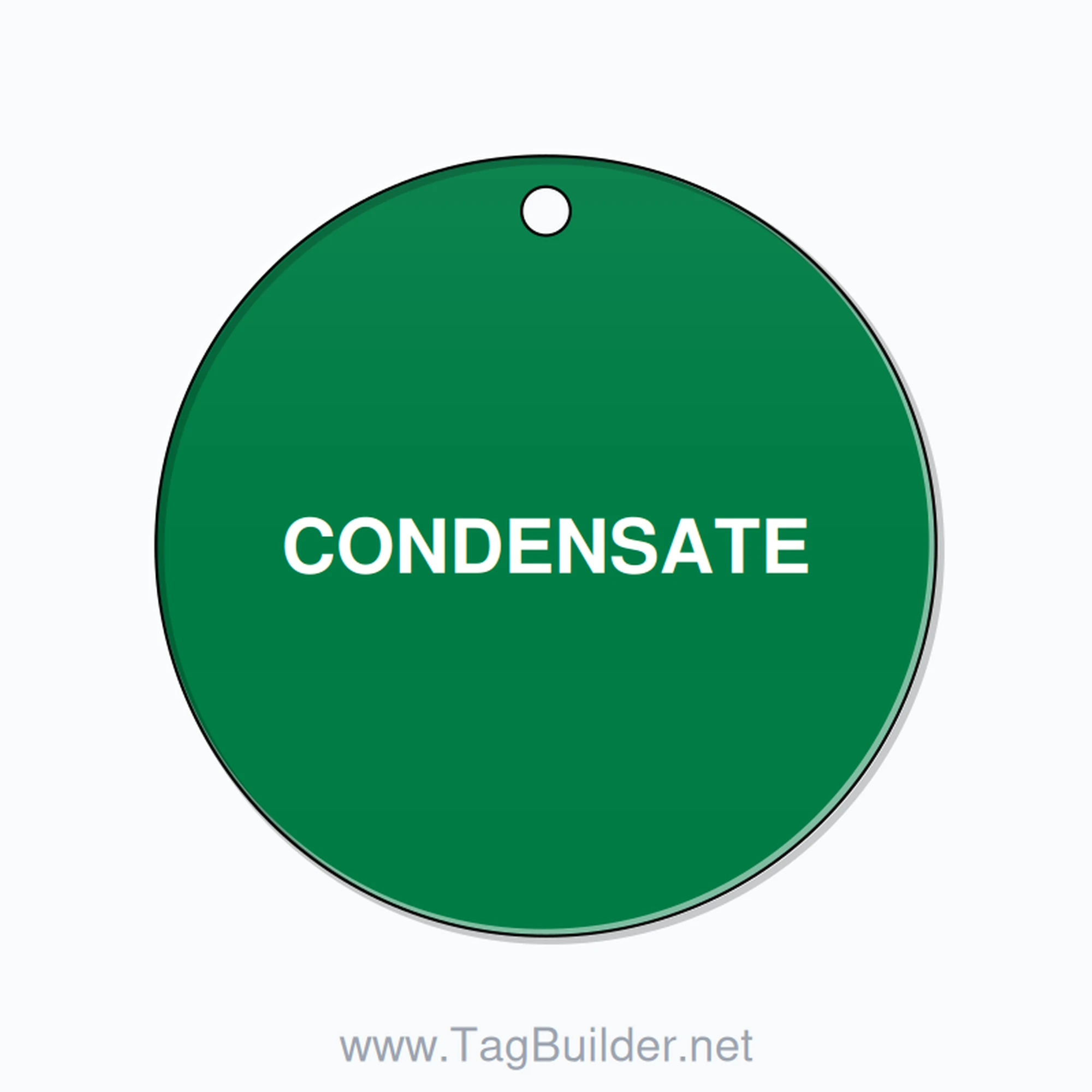 2.5 inch Circle Valve Tag – CONDENSATE, Plastic, White On Green