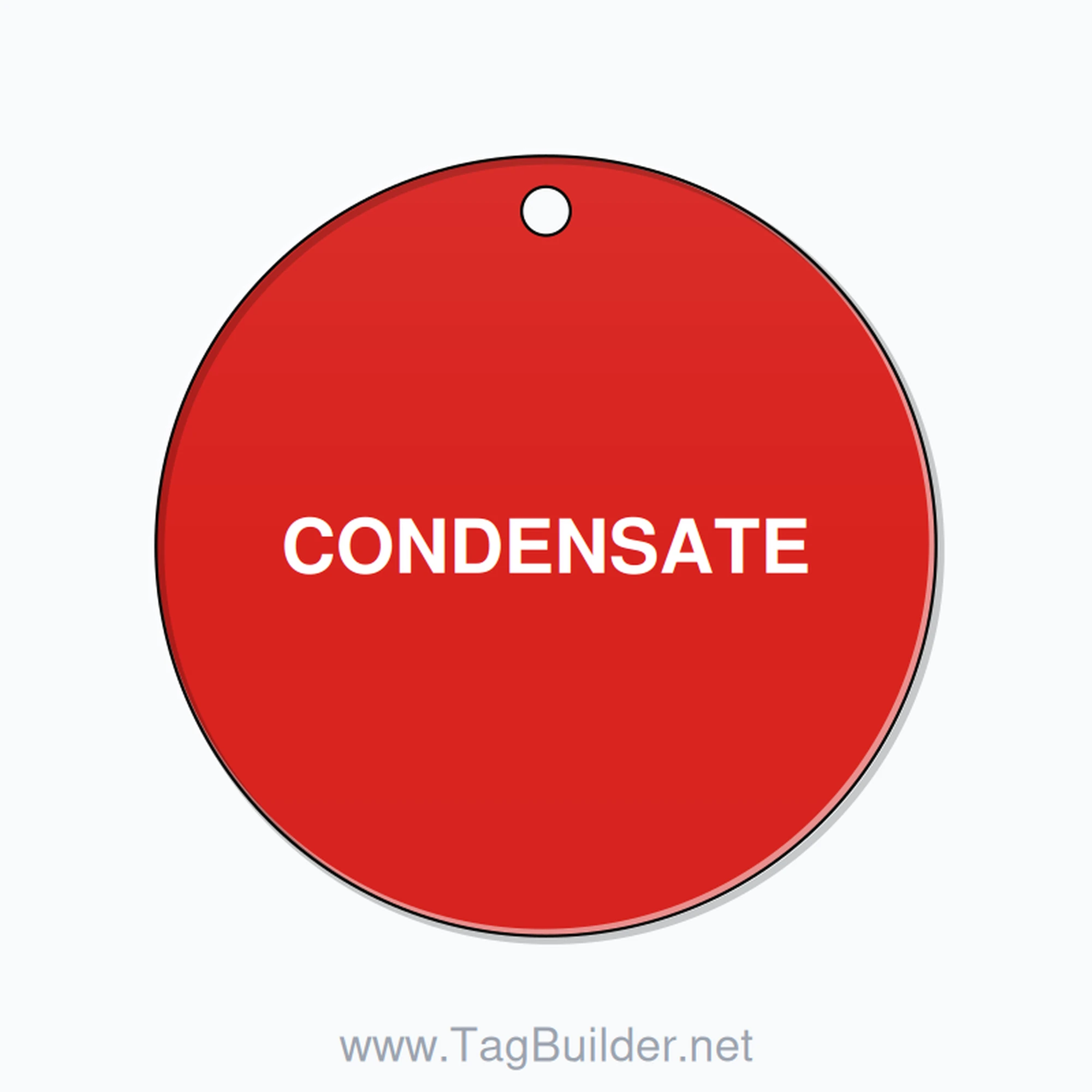 2.5 inch Circle Valve Tag – CONDENSATE, Plastic, White On Red
