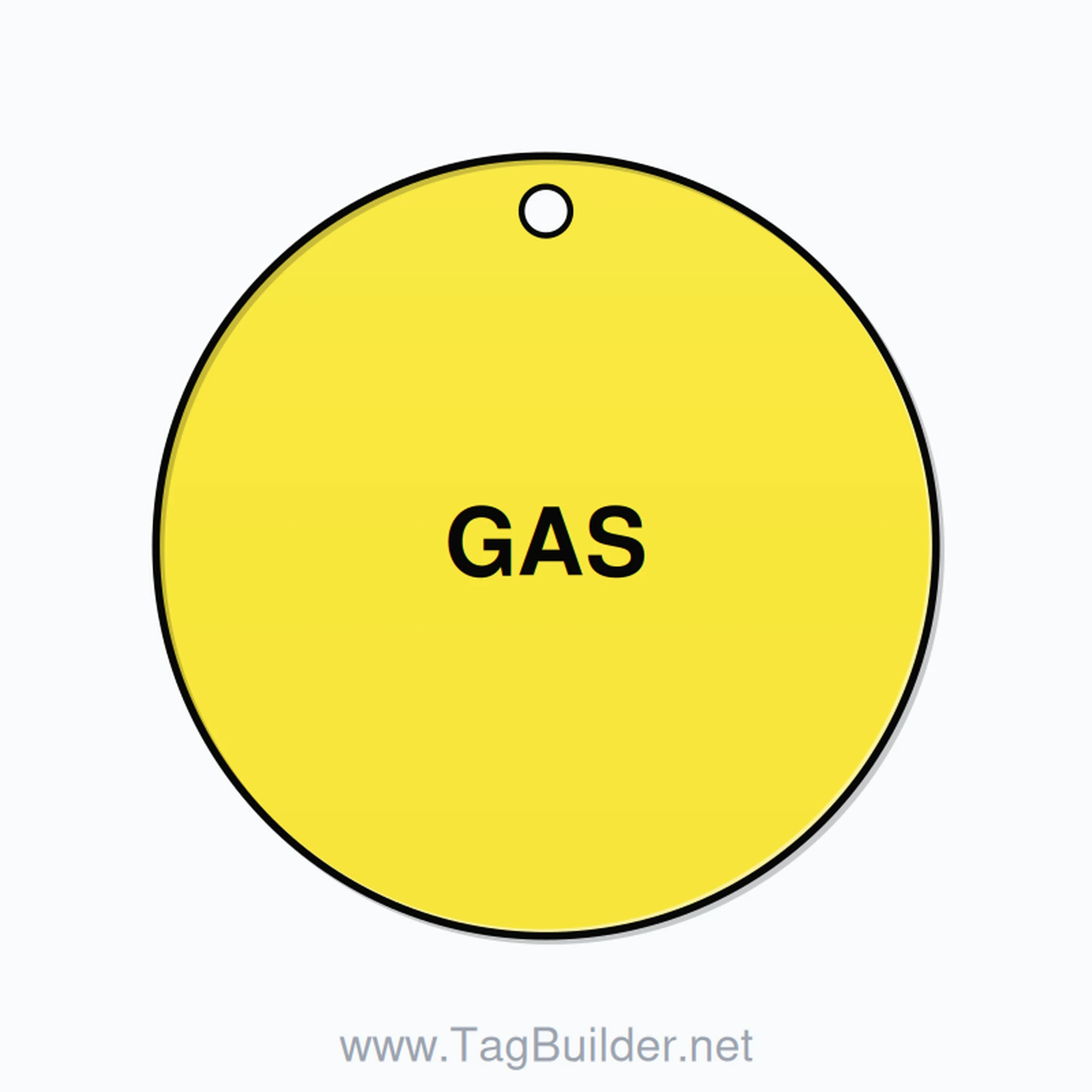 2.5 inch Circle Valve Tag – GAS, Plastic, Black On Yellow