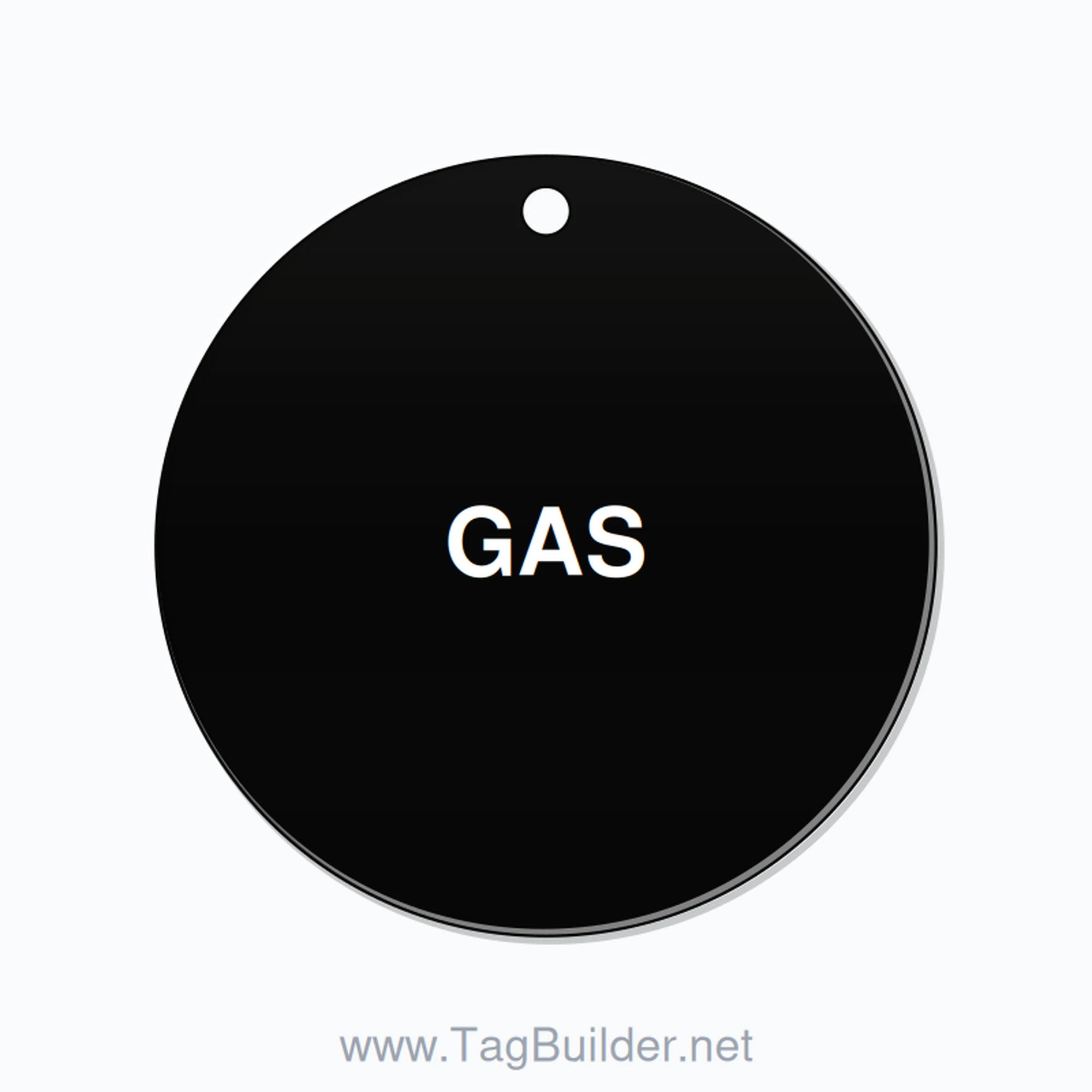 2.5 inch Circle Valve Tag – GAS, Plastic, White On Black