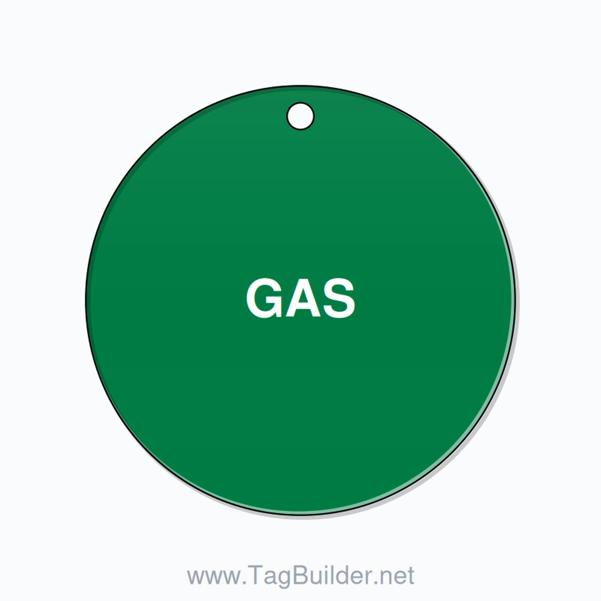 2.5 inch Circle Valve Tag – GAS, Plastic, White On Green
