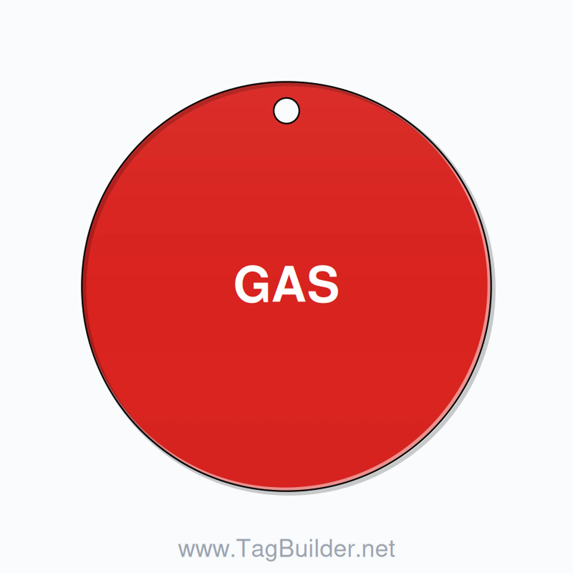 2.5 inch Circle Valve Tag – GAS, Plastic, White On Red