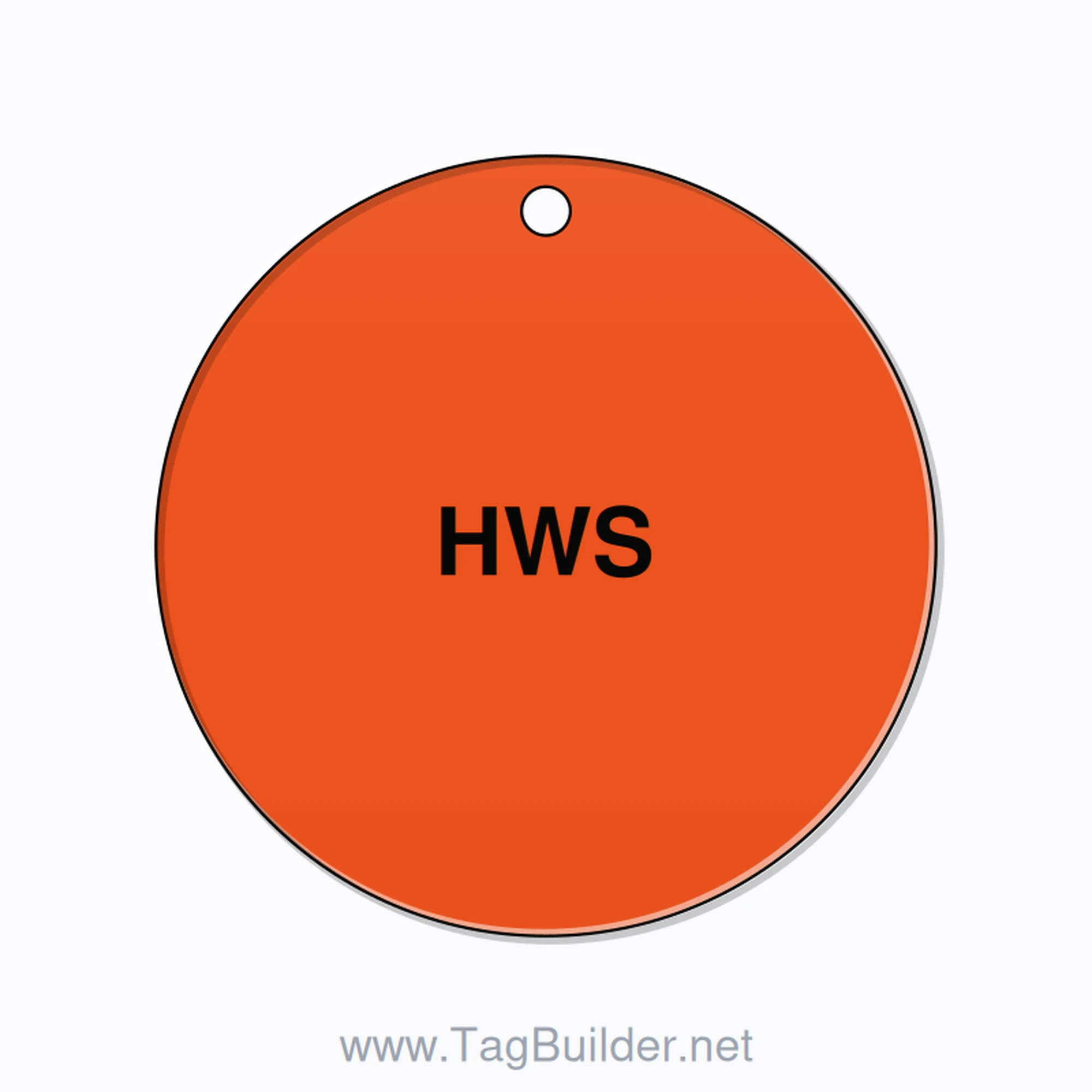 2.5 inch Circle Valve Tag – HWS, Plastic, Black On Orange