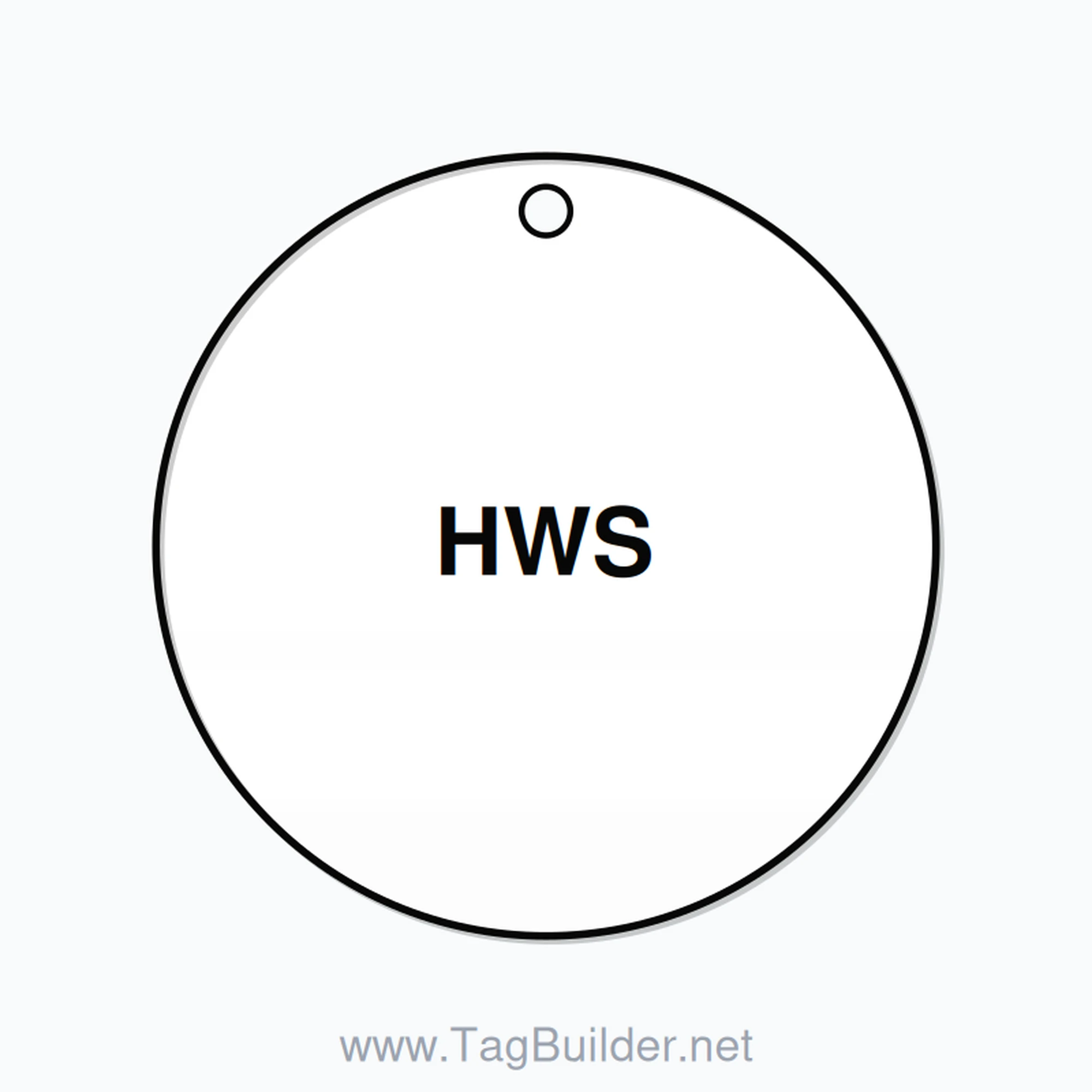 2.5 inch Circle Valve Tag – HWS, Plastic, Black On White