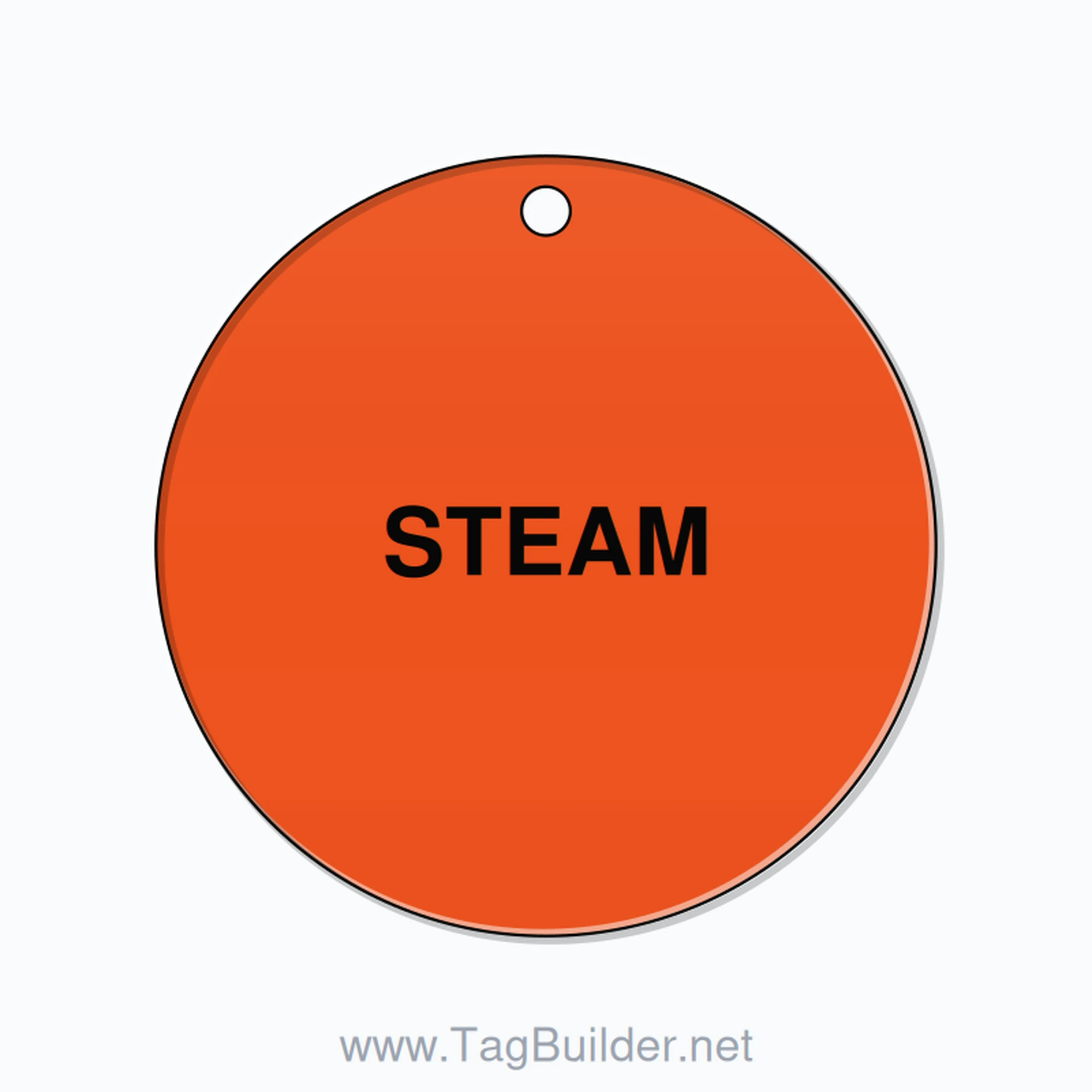 2.5 inch Circle Valve Tag – STEAM, Plastic, Black On Orange