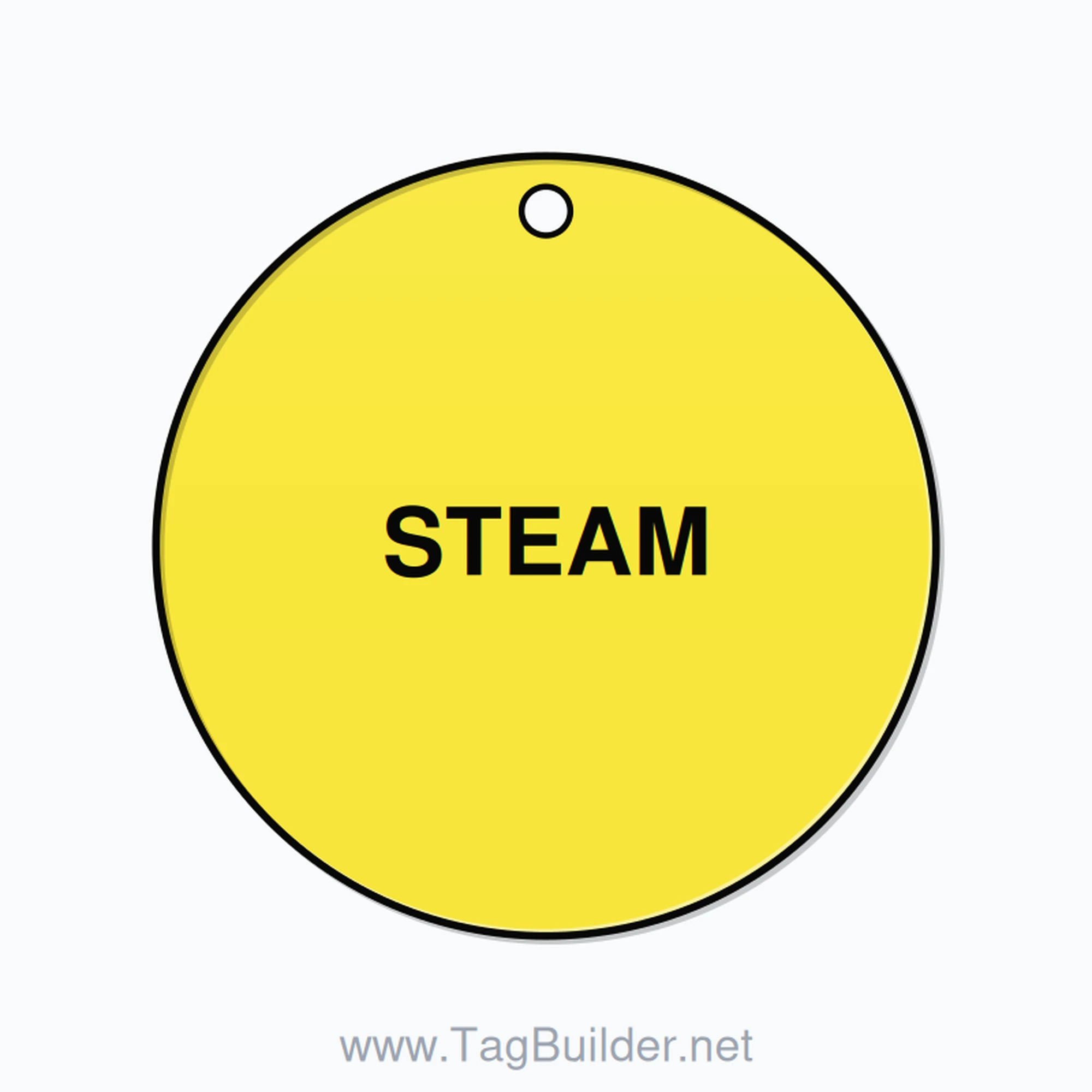 2.5 inch Circle Valve Tag – STEAM, Plastic, Black On Yellow