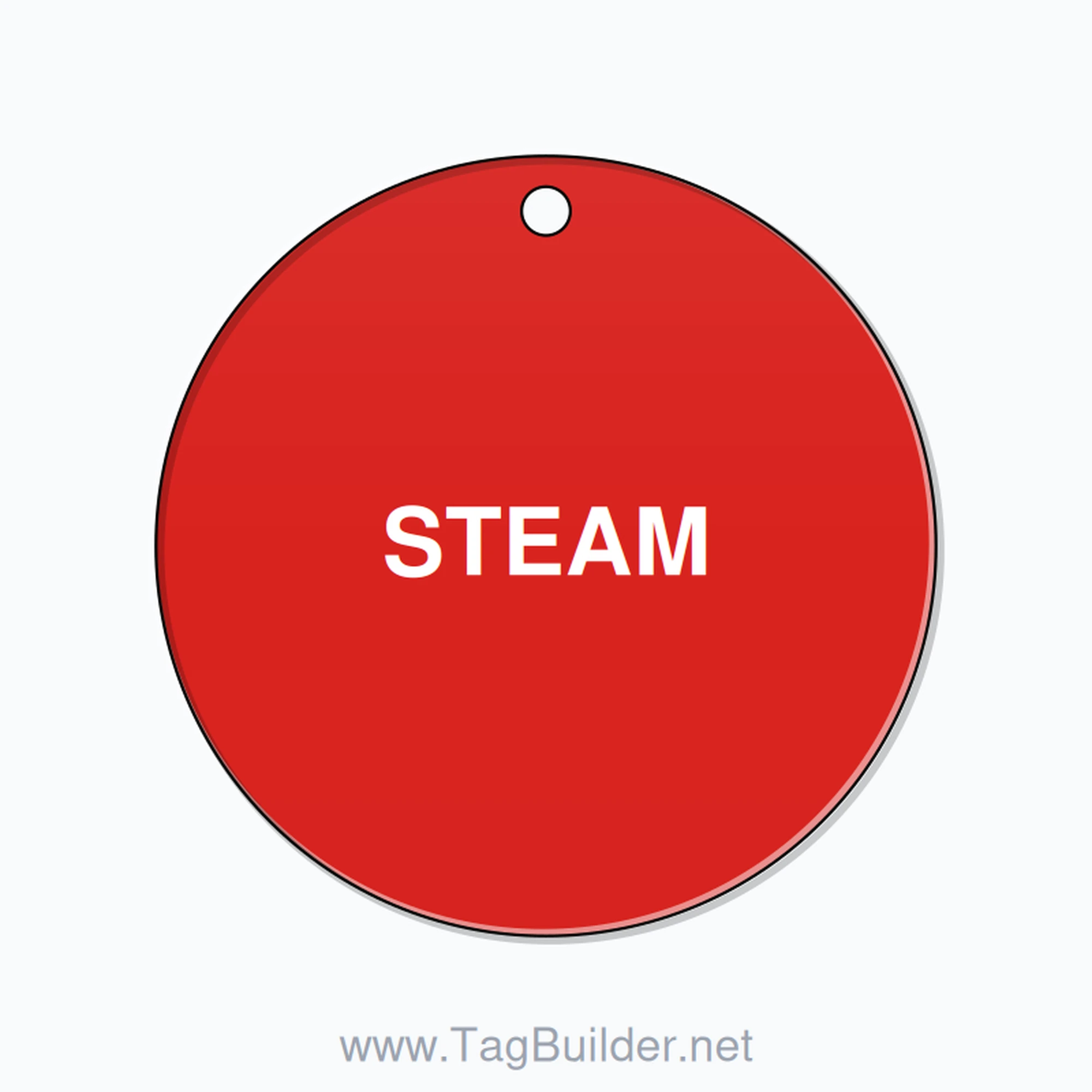 2.5 inch Circle Valve Tag – STEAM, Plastic, White On Red
