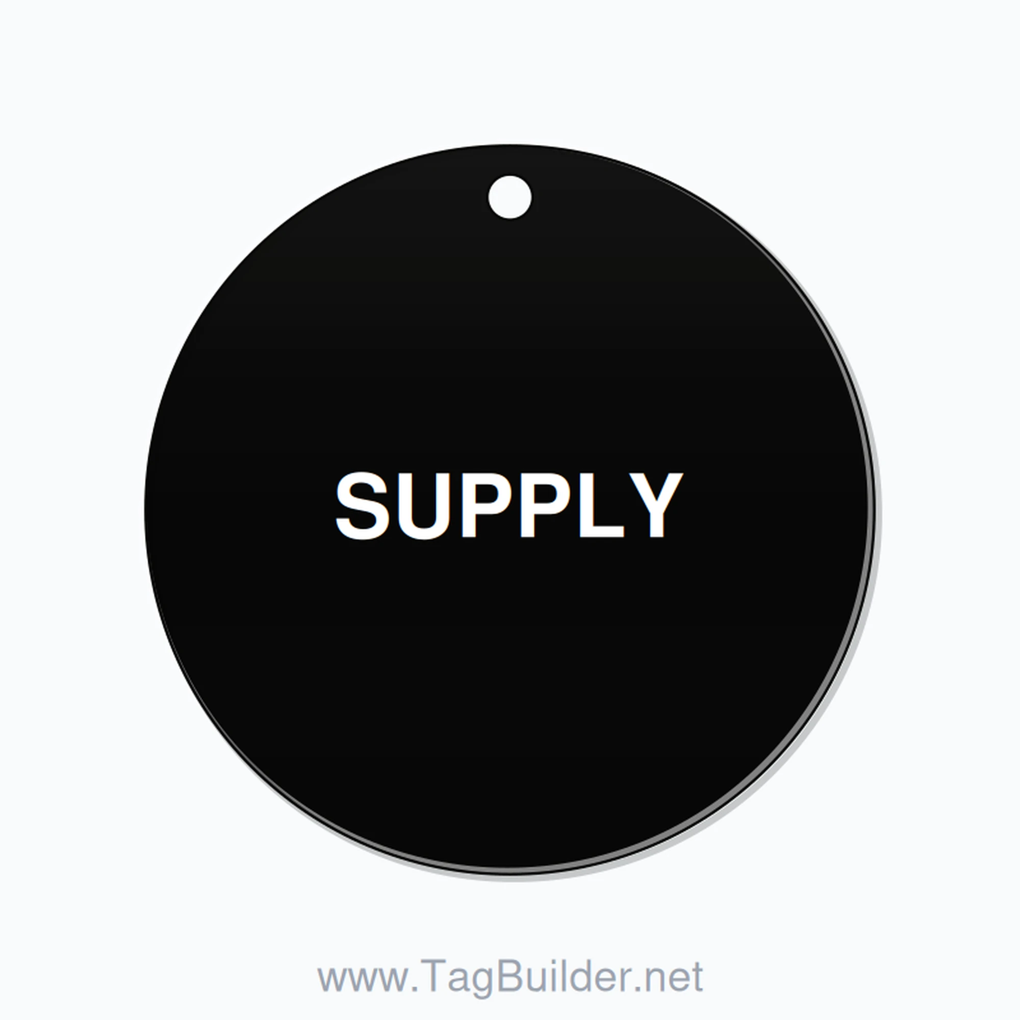 2.5 inch Circle Valve Tag – SUPPLY, Plastic, White On Black