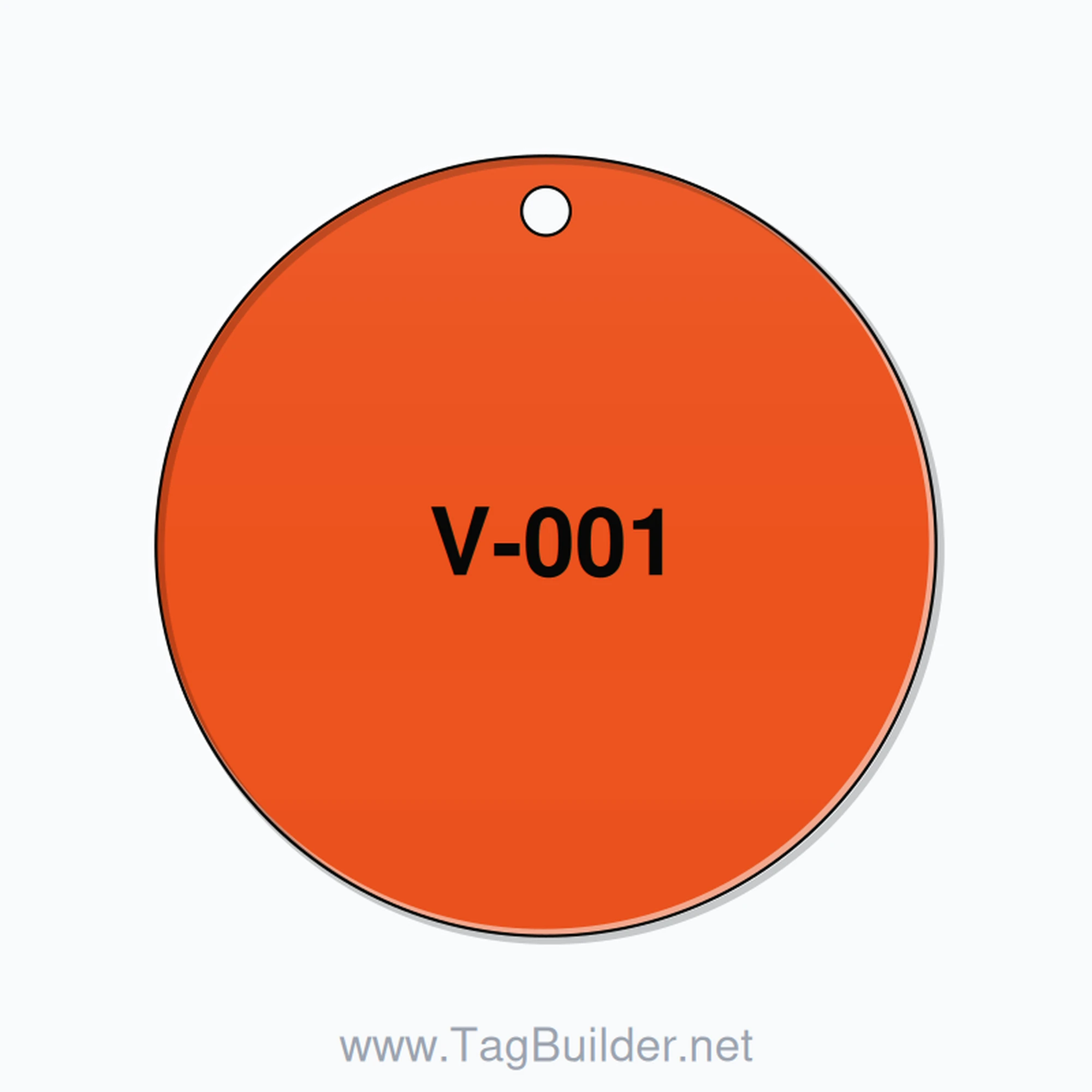 2.5 inch Circle Valve Tag – V-001, Plastic, Black On Orange