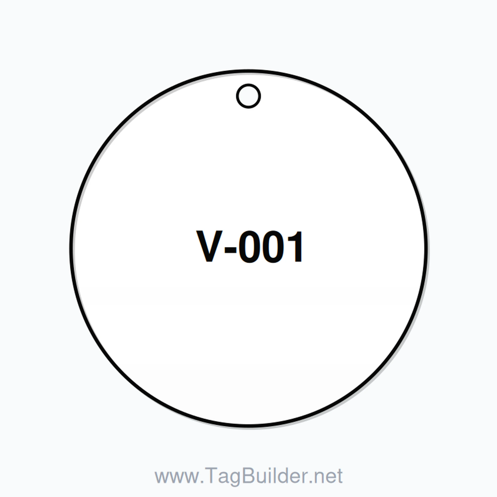 2.5 inch Circle Valve Tag – V-001, Plastic, Black On White