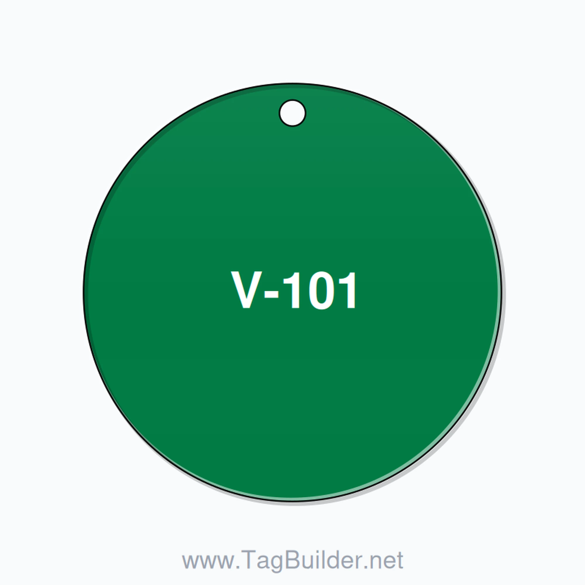 2.5 inch Circle Valve Tag – V-101, Plastic, White On Green