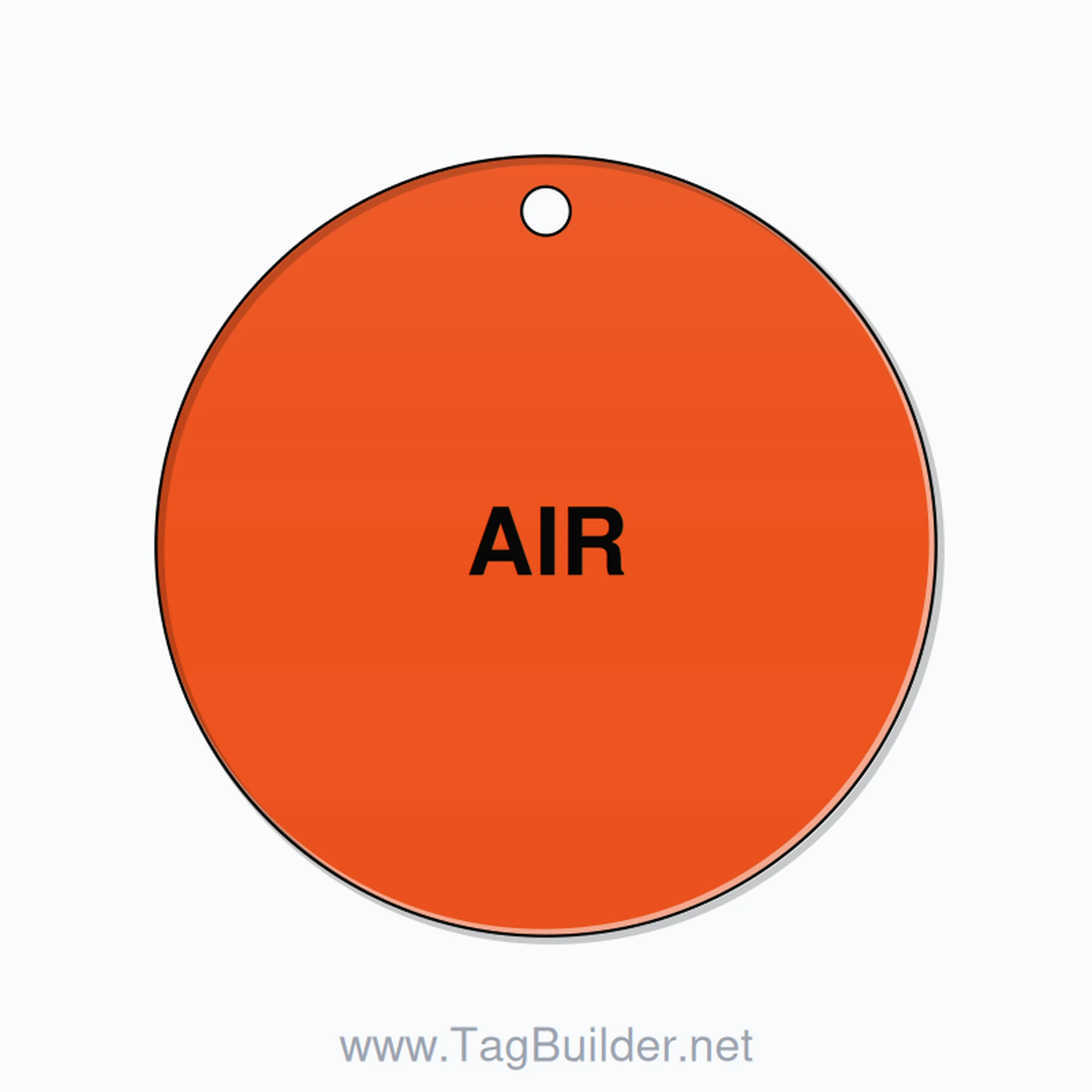 2 inch Circle Valve Tag – AIR, Plastic, Black On Orange
