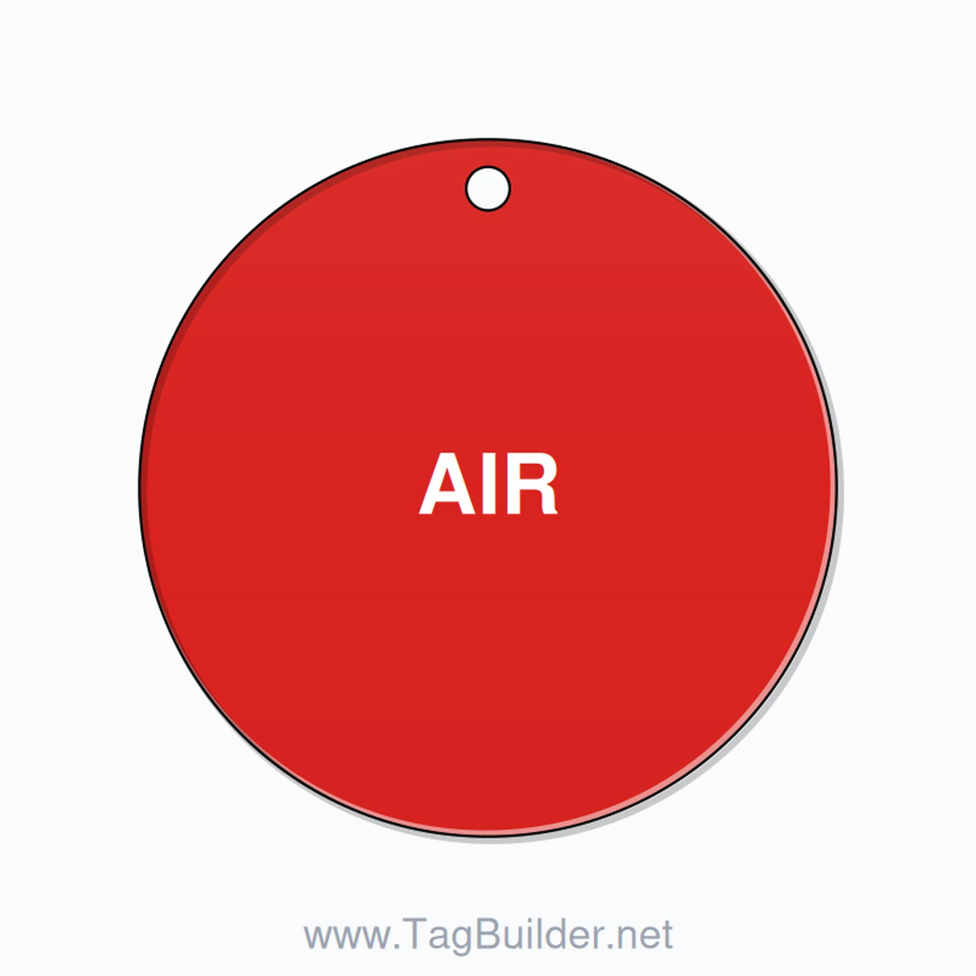 2 inch Circle Valve Tag – AIR, Plastic, White On Red