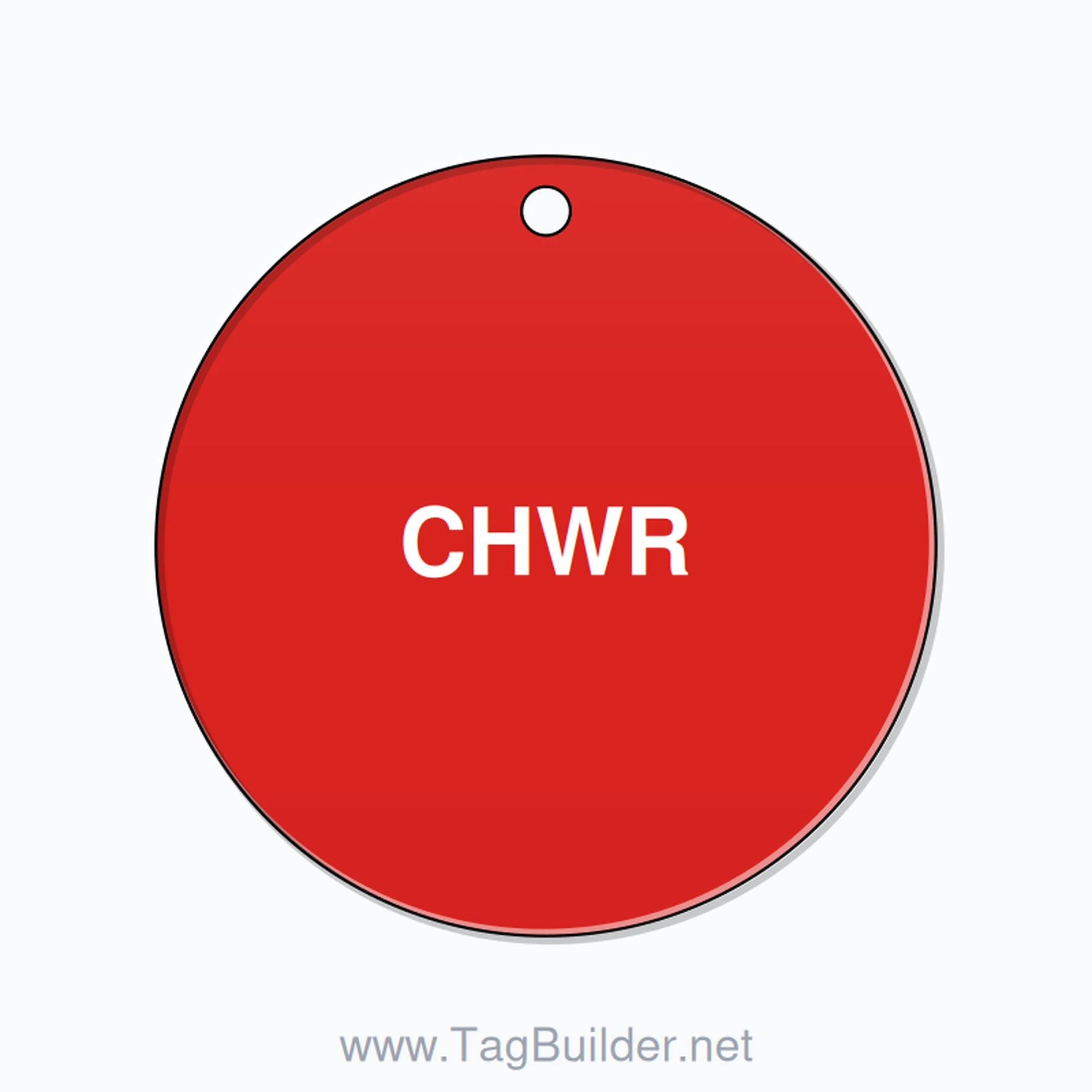 2 inch Circle Valve Tag – CHWR, Plastic, White On Red