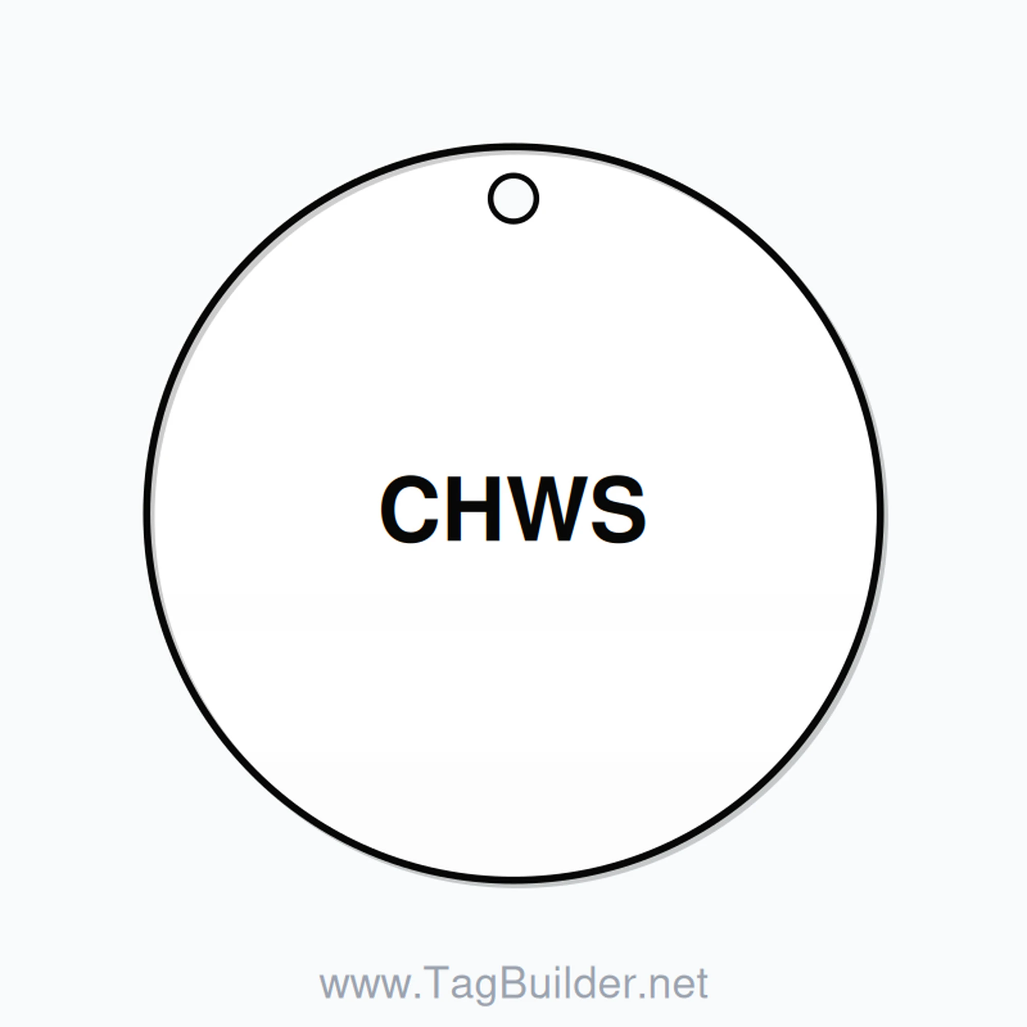 2 inch Circle Valve Tag – CHWS, Plastic, Black On White