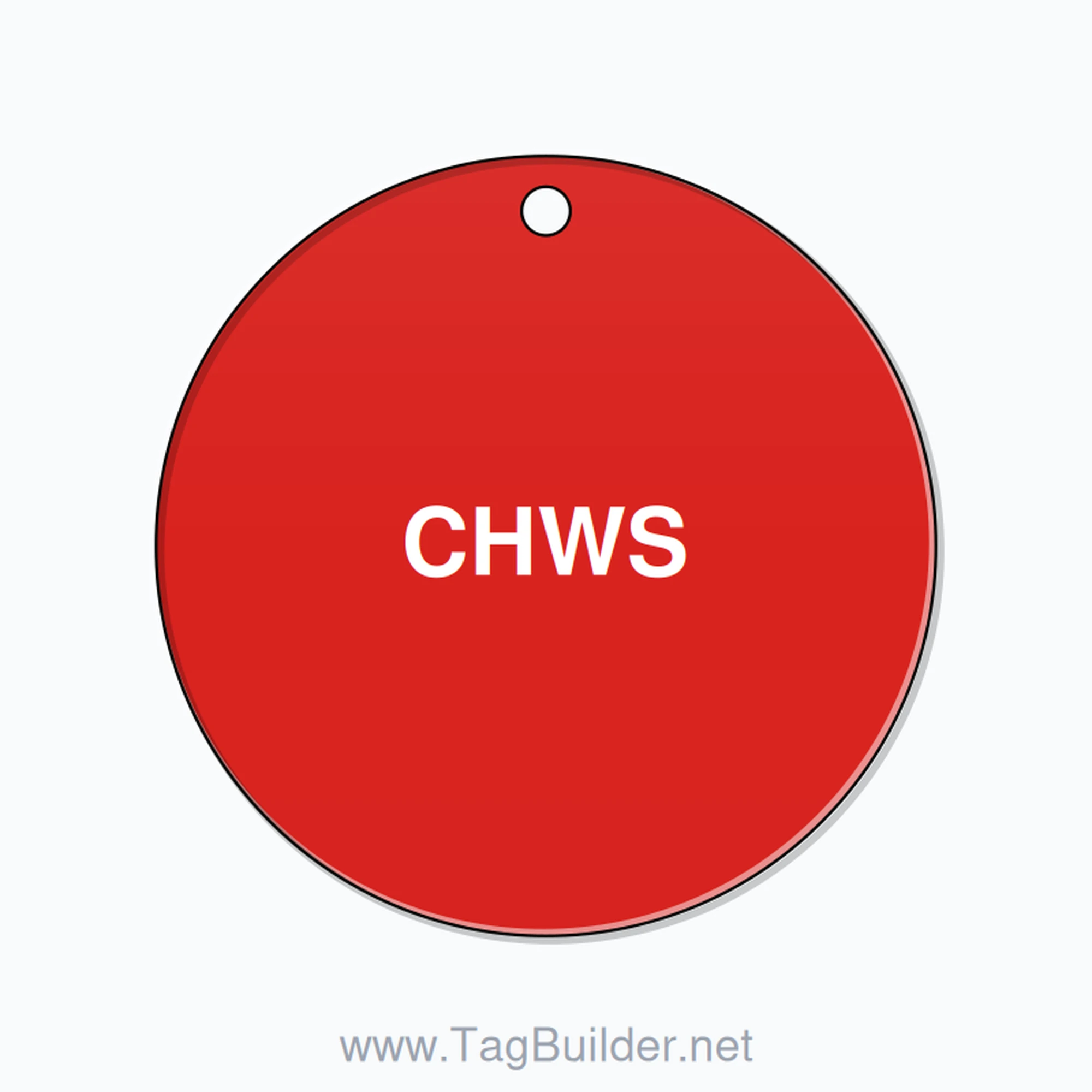 2 inch Circle Valve Tag – CHWS, Plastic, White On Red