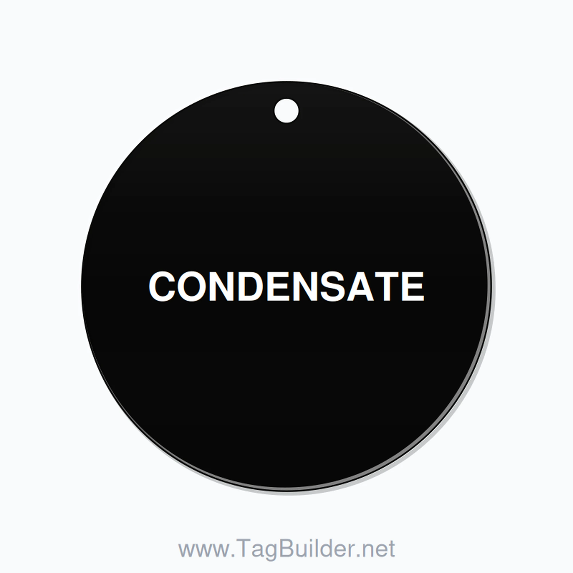 2 inch Circle Valve Tag – CONDENSATE, Plastic, White On Black