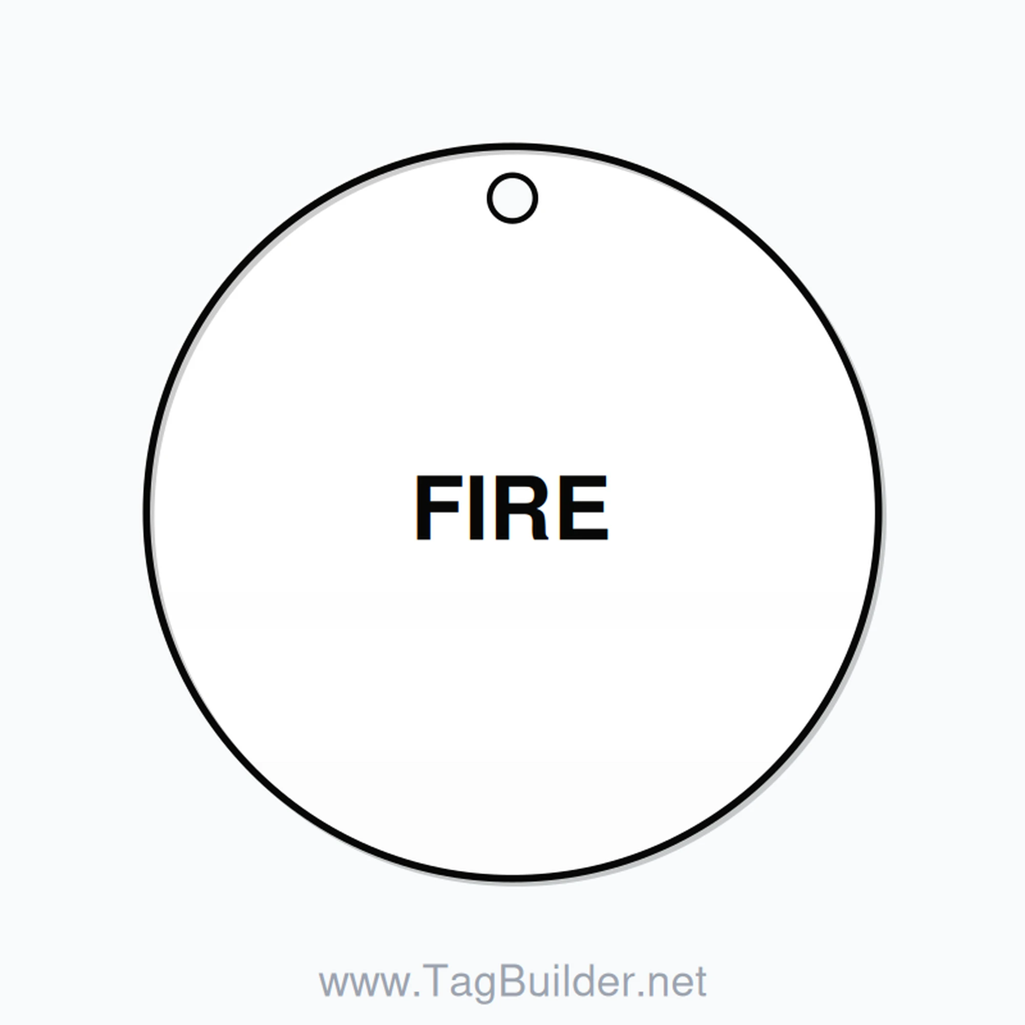2 inch Circle Valve Tag – FIRE, Plastic, Black On White