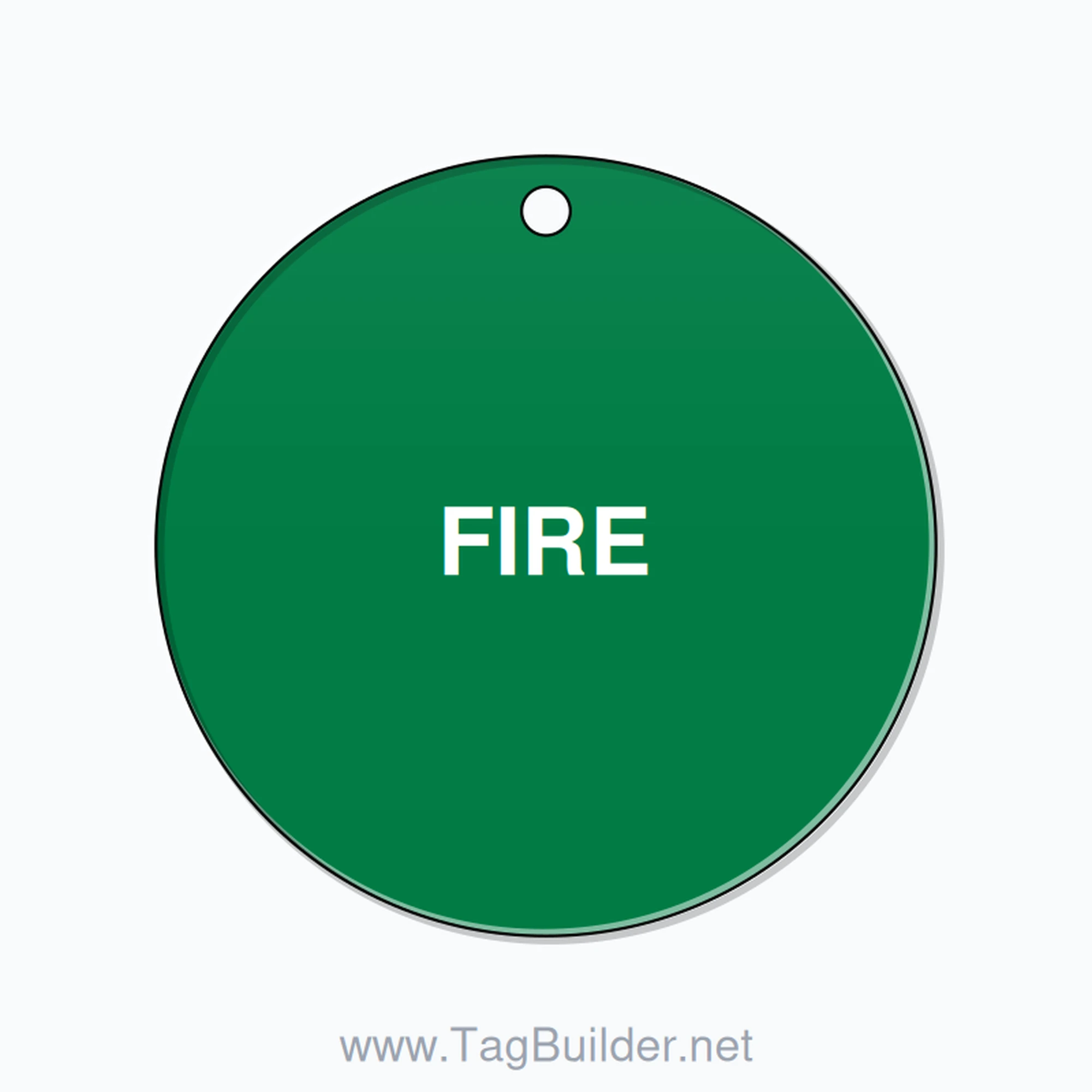 2 inch Circle Valve Tag – FIRE, Plastic, White On Green