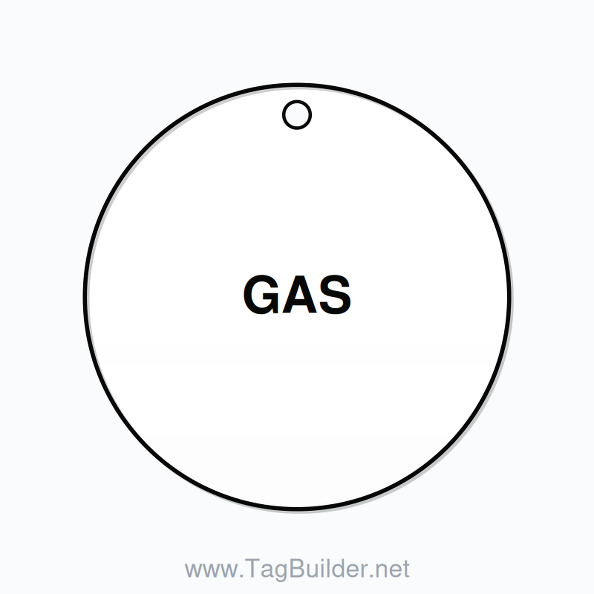 2 inch Circle Valve Tag – GAS, Plastic, Black On White
