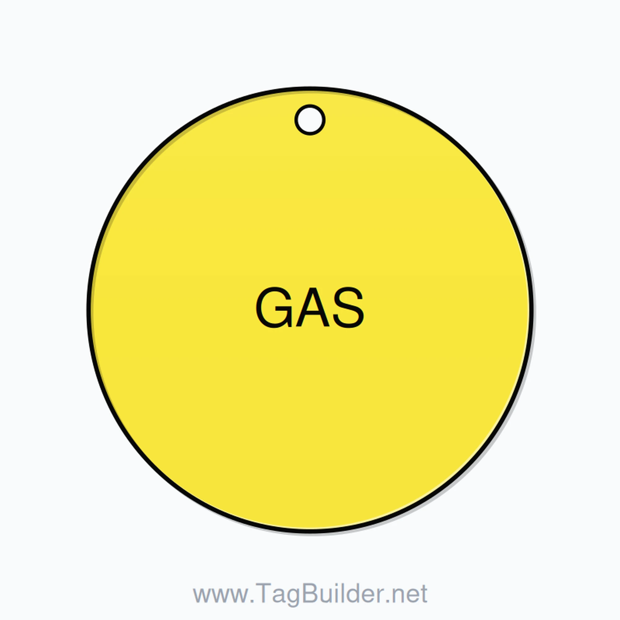 2 inch Circle Valve Tag – GAS, Plastic, Black on Yellow