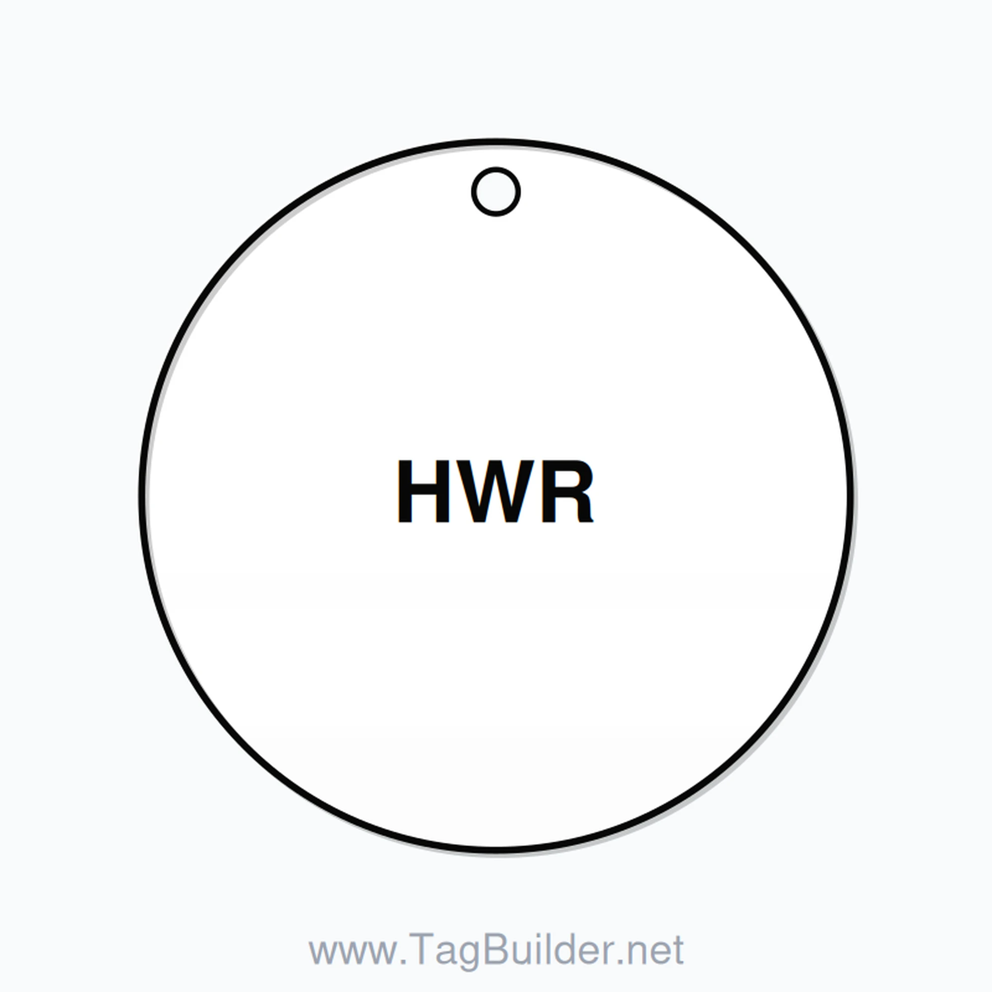 2 inch Circle Valve Tag – HWR, Plastic, Black On White