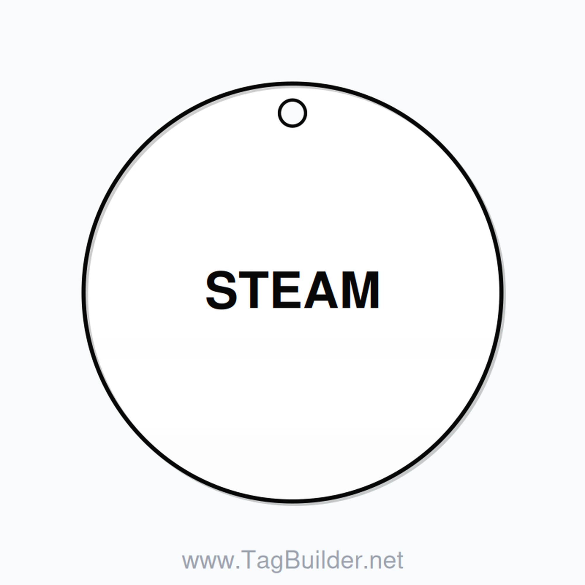 2 inch Circle Valve Tag – STEAM, Plastic, Black On White