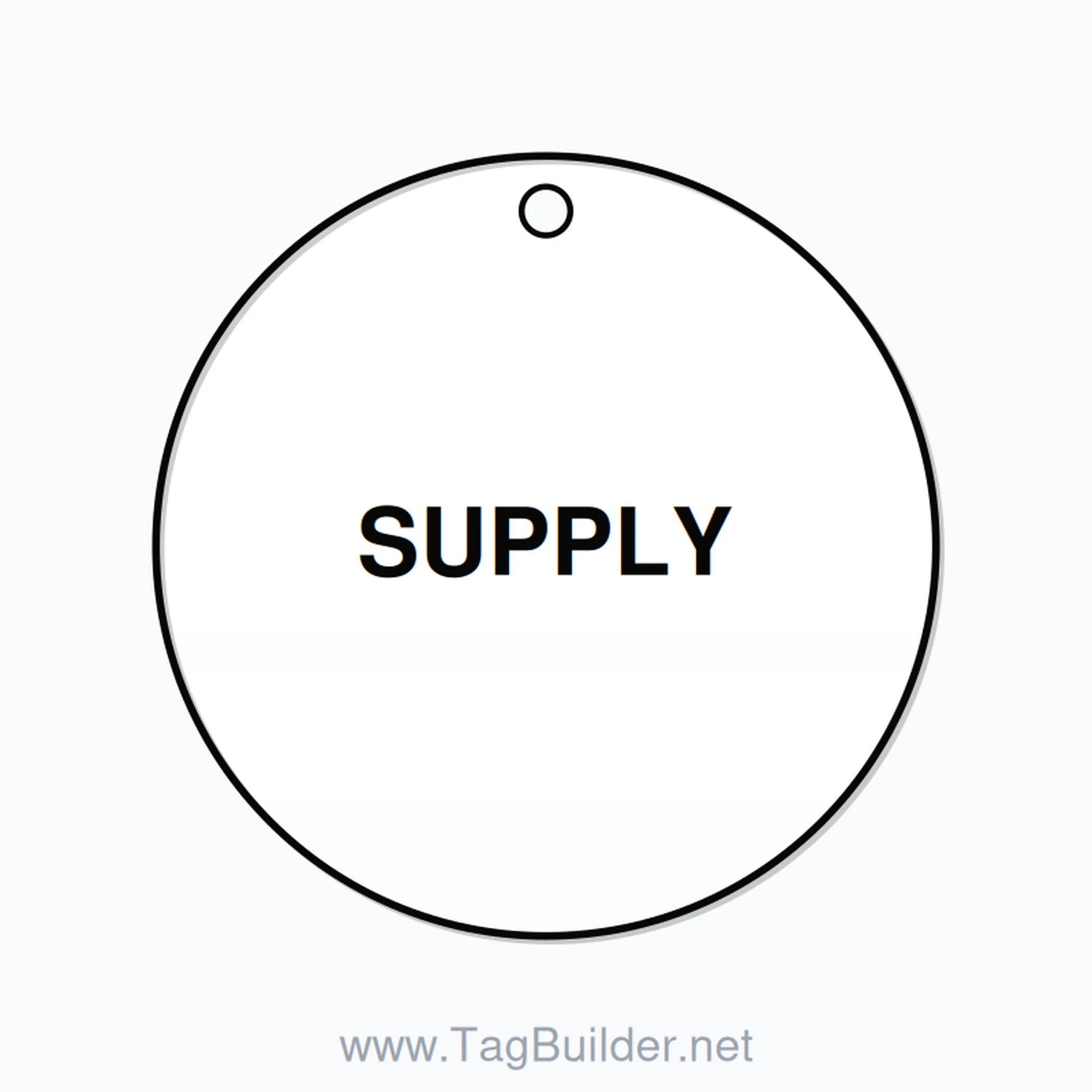 2 inch Circle Valve Tag – SUPPLY, Plastic, Black On White